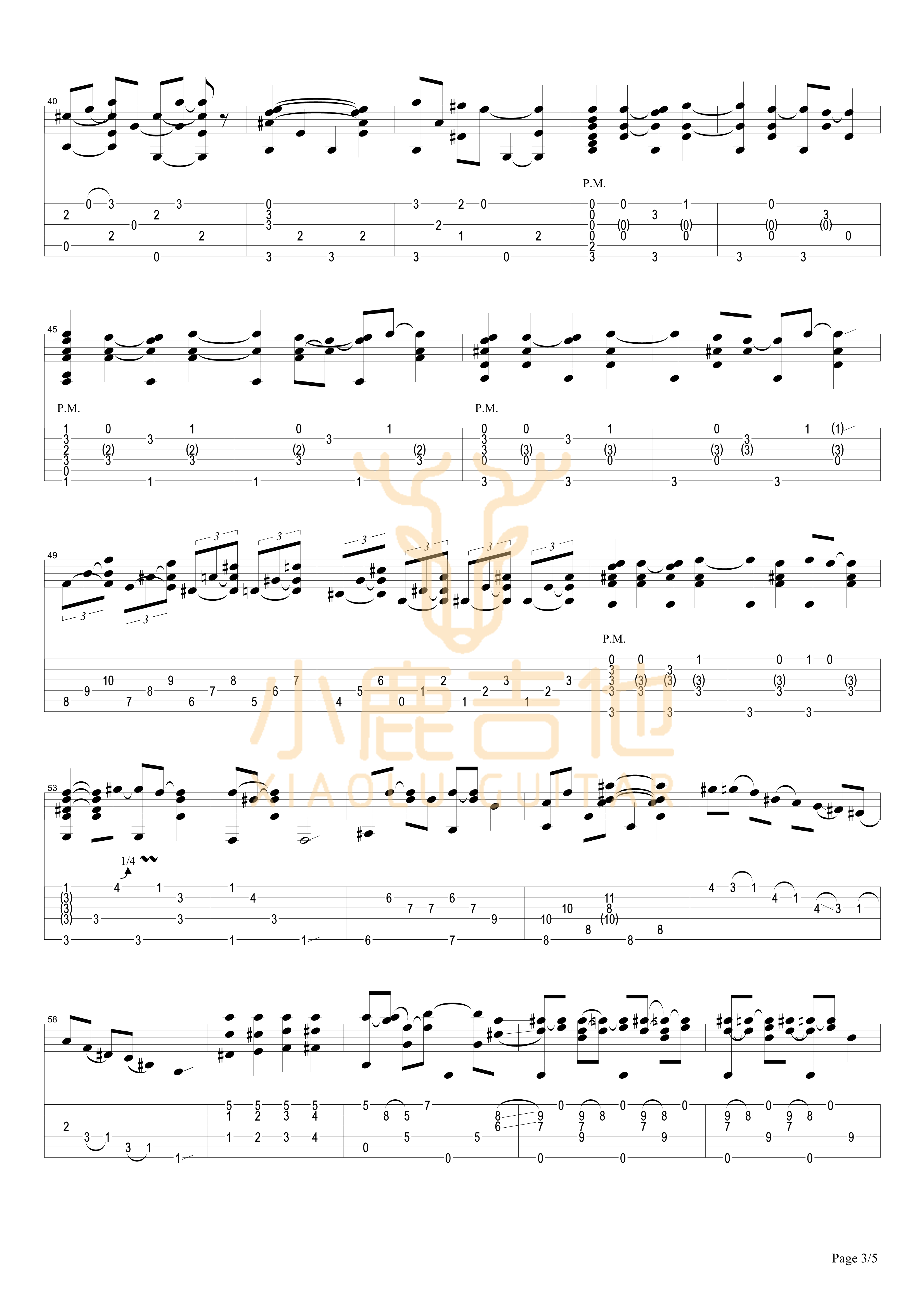 Biskie吉他六线谱 TommyEmmanuel 小鹿吉他