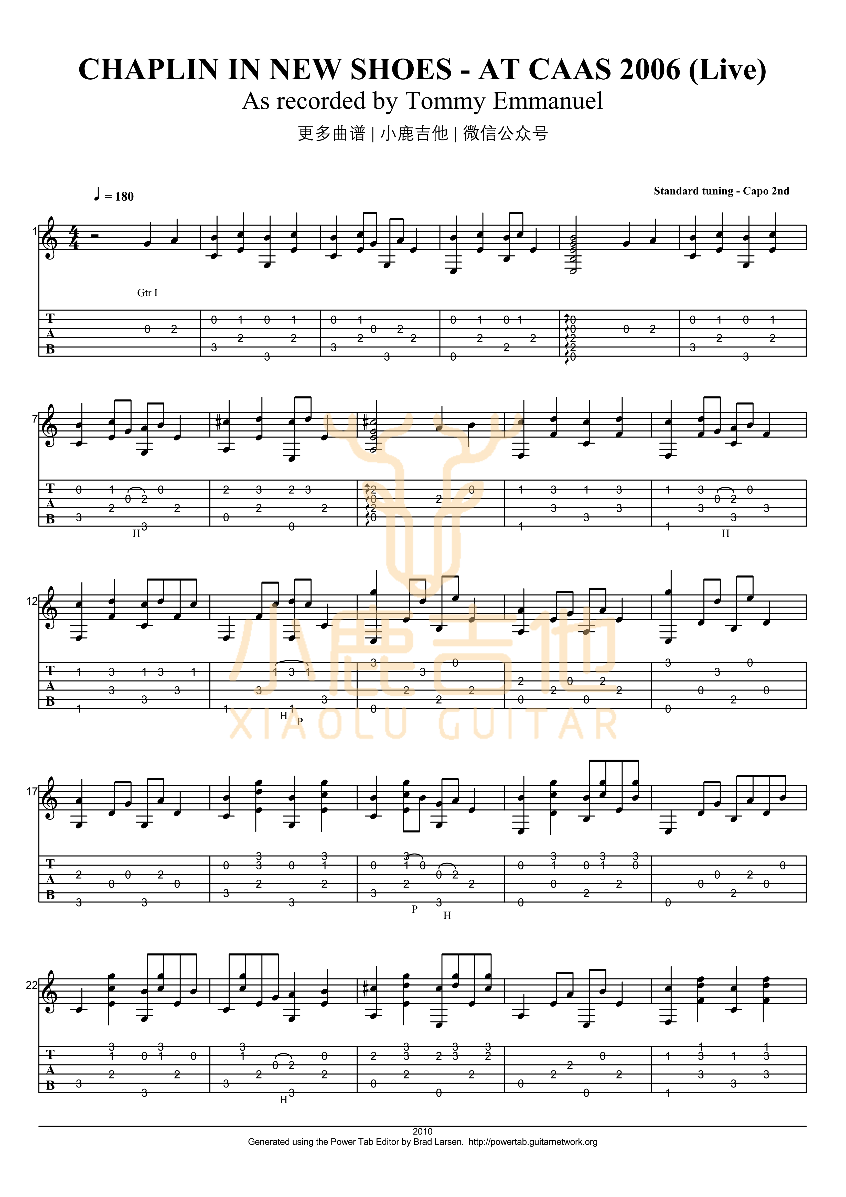 Chaplin In New Shoes吉他六线谱 TommyEmmanuel ChaplinInNewShoes 小鹿吉他