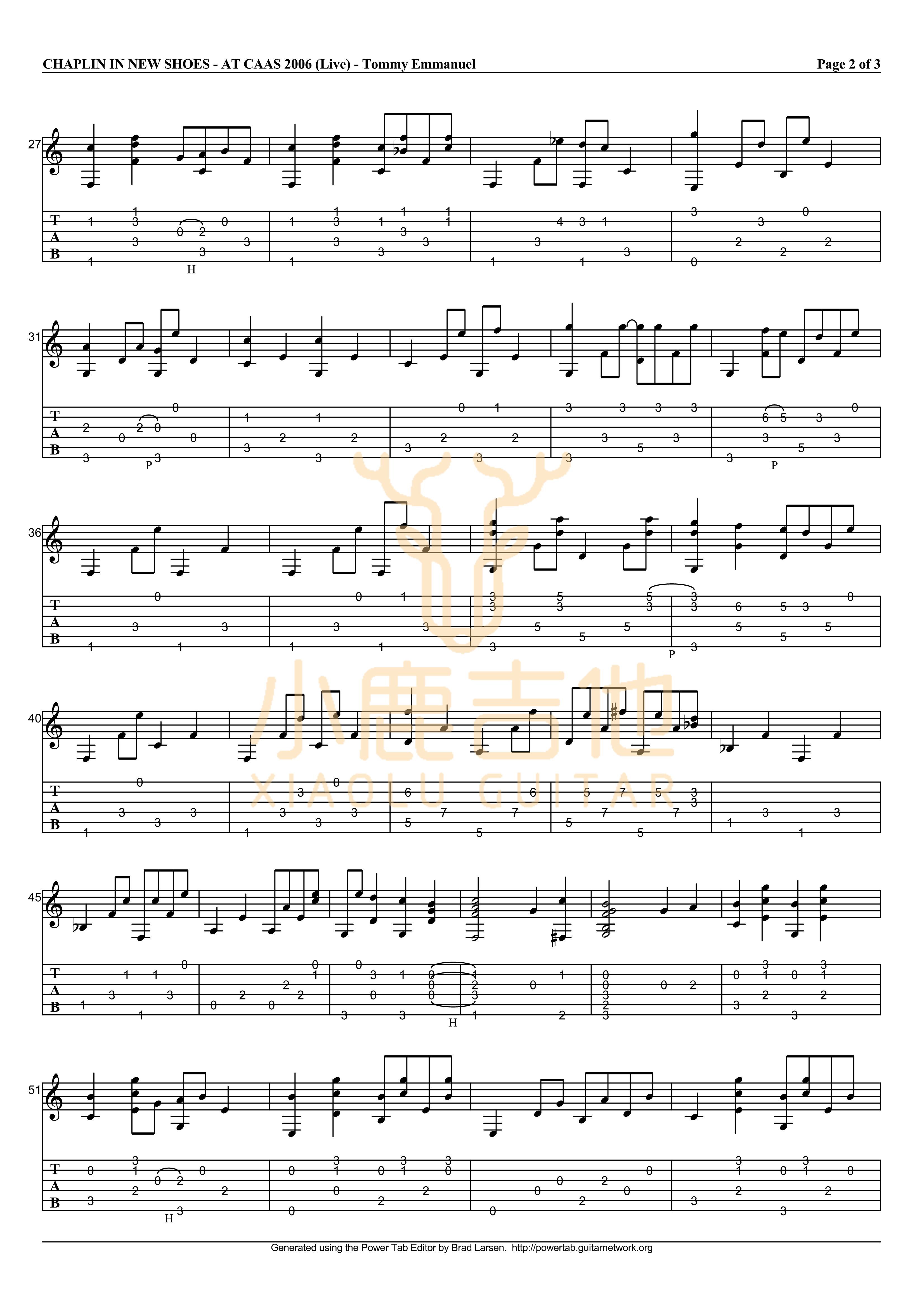 Chaplin In New Shoes吉他六线谱 TommyEmmanuel ChaplinInNewShoes 小鹿吉他