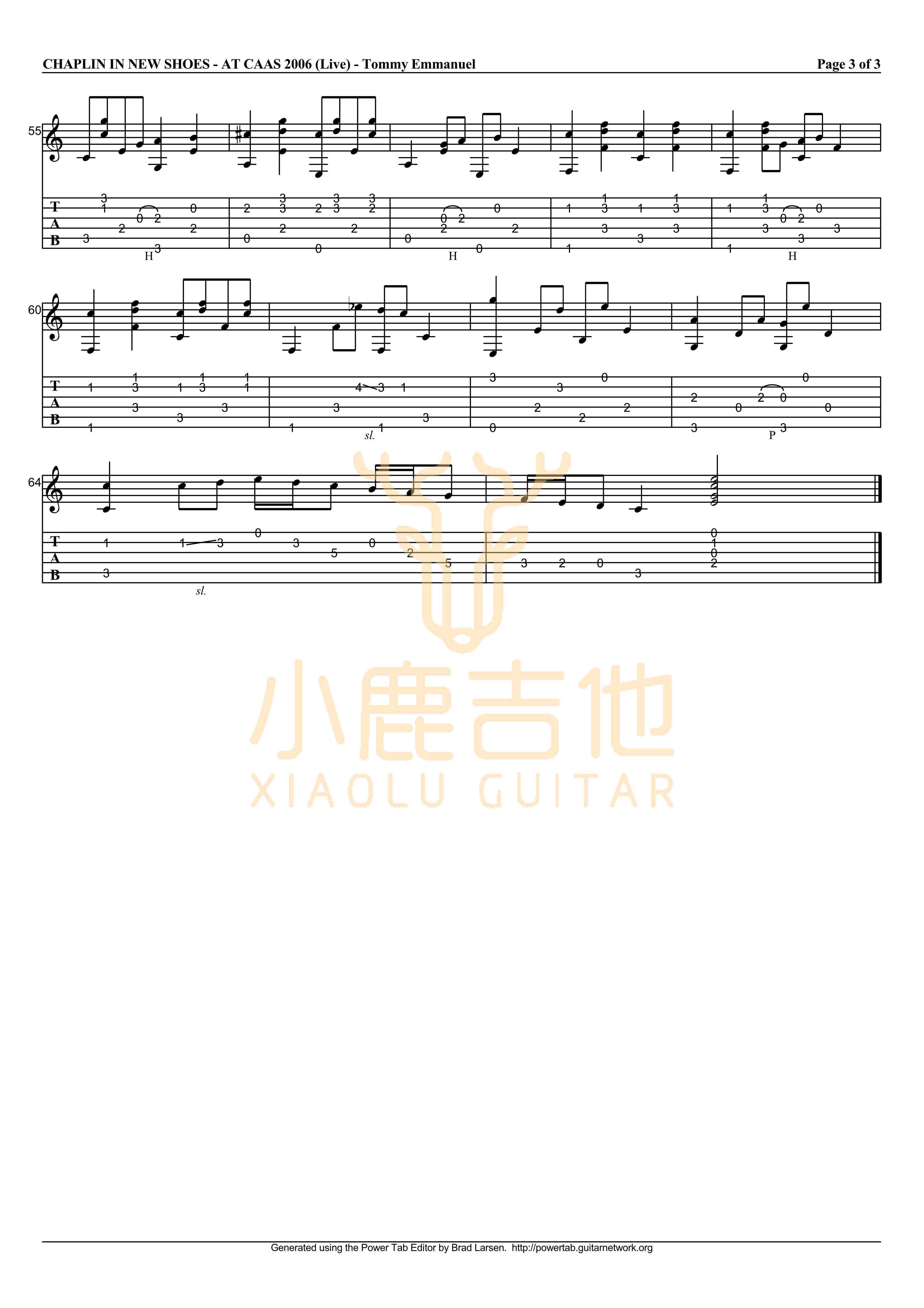 Chaplin In New Shoes吉他六线谱 TommyEmmanuel ChaplinInNewShoes 小鹿吉他