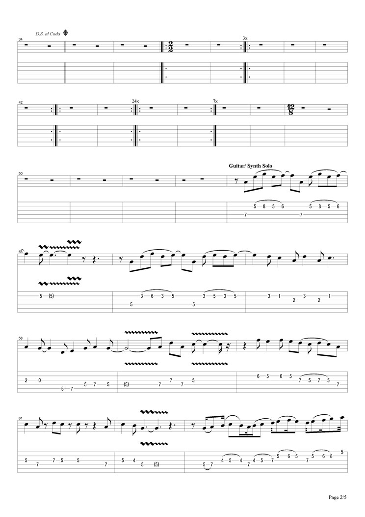 Fool In The Rain吉他六线谱 LedZeppelin FoolInTheRain独奏谱原调六线 网络转载 调 FoolInTheRain