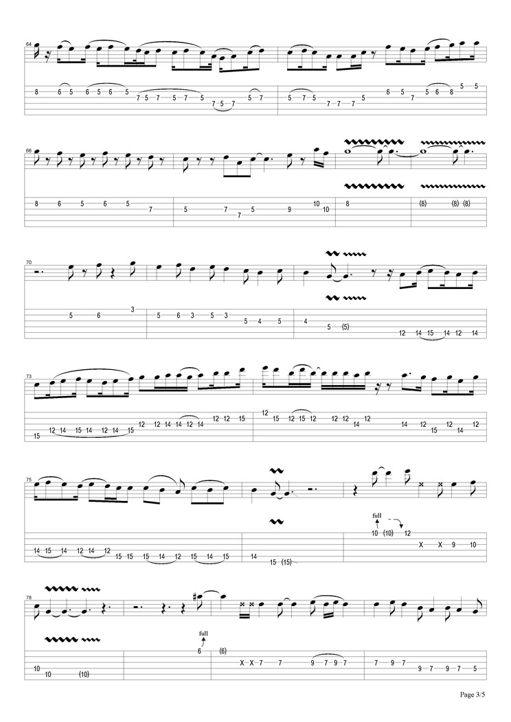 Fool In The Rain吉他六线谱 LedZeppelin FoolInTheRain独奏谱原调六线 网络转载 调 FoolInTheRain