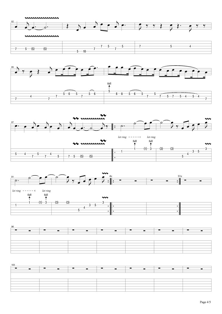 Fool In The Rain吉他六线谱 LedZeppelin FoolInTheRain独奏谱原调六线 网络转载 调 FoolInTheRain