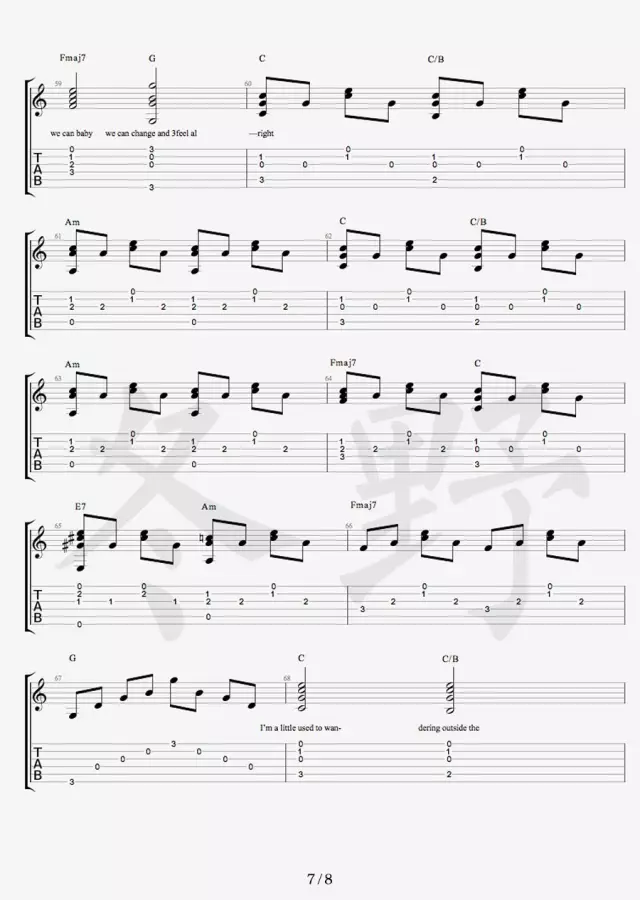 Free Loop吉他六线谱 DanielPowter FreeLoop 冬野吉他