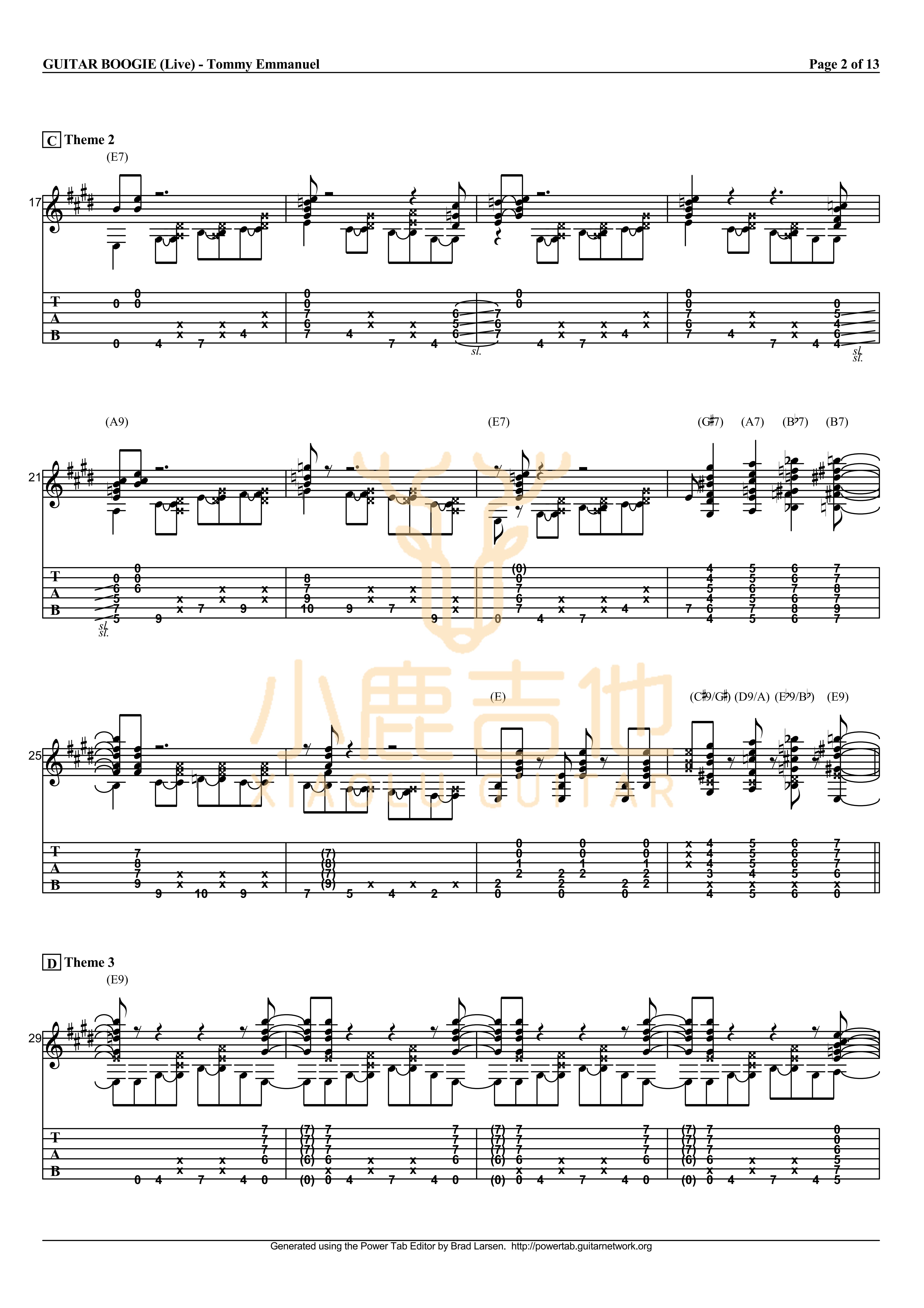 Guitar Boogie吉他六线谱 TommyEmmanuel GuitarBoogie 小鹿吉他