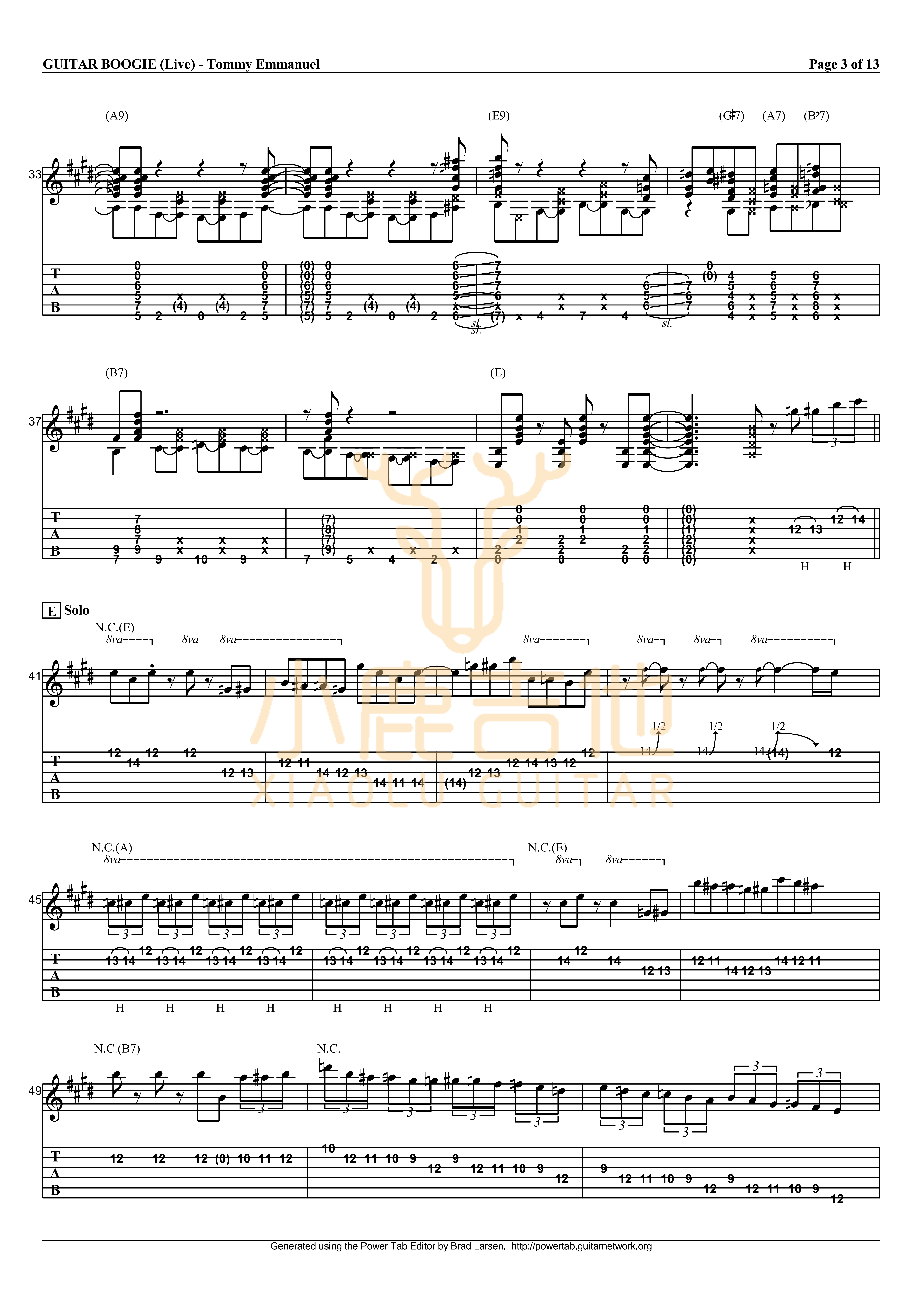 Guitar Boogie吉他六线谱 TommyEmmanuel GuitarBoogie 小鹿吉他