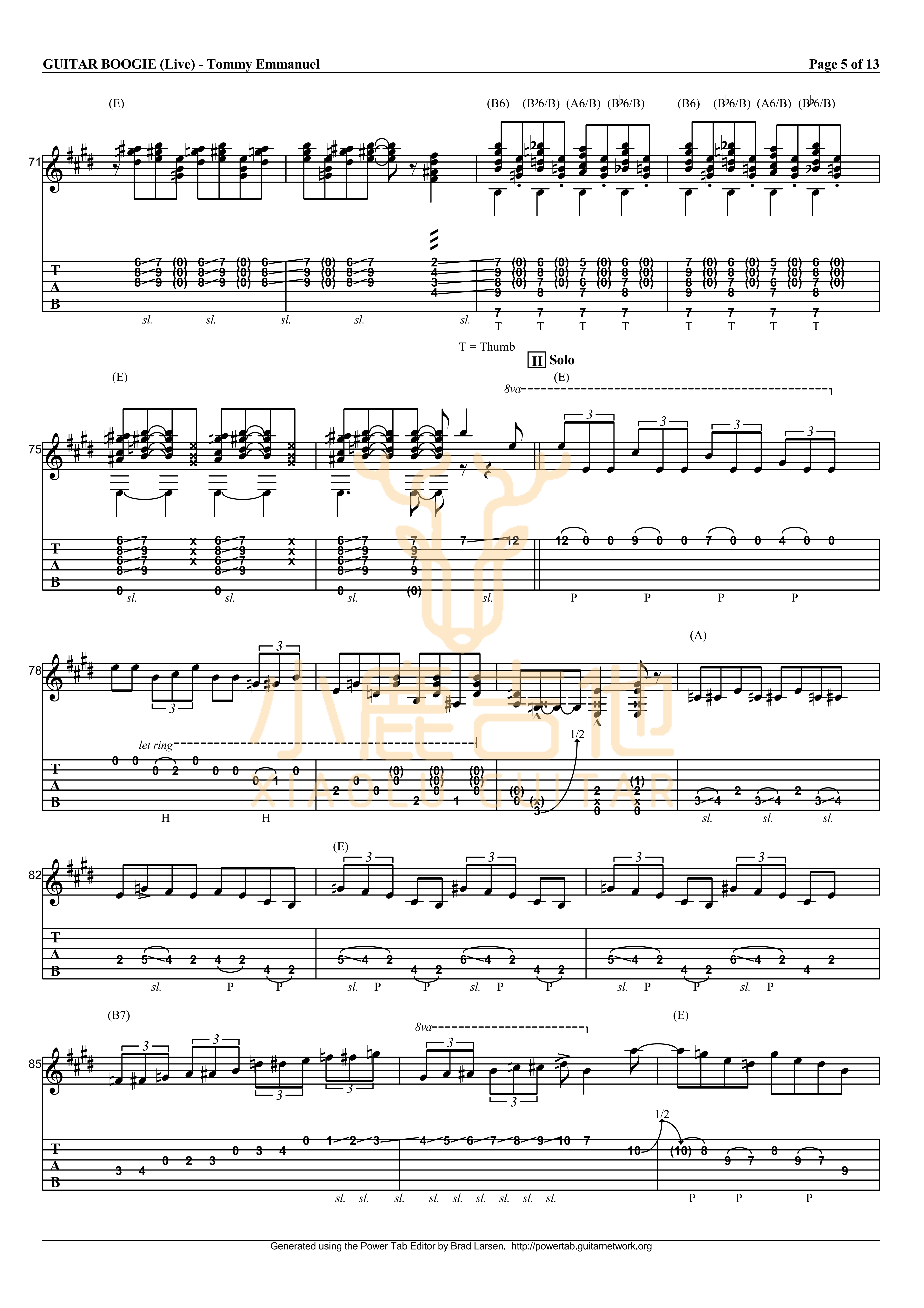 Guitar Boogie吉他六线谱 TommyEmmanuel GuitarBoogie 小鹿吉他