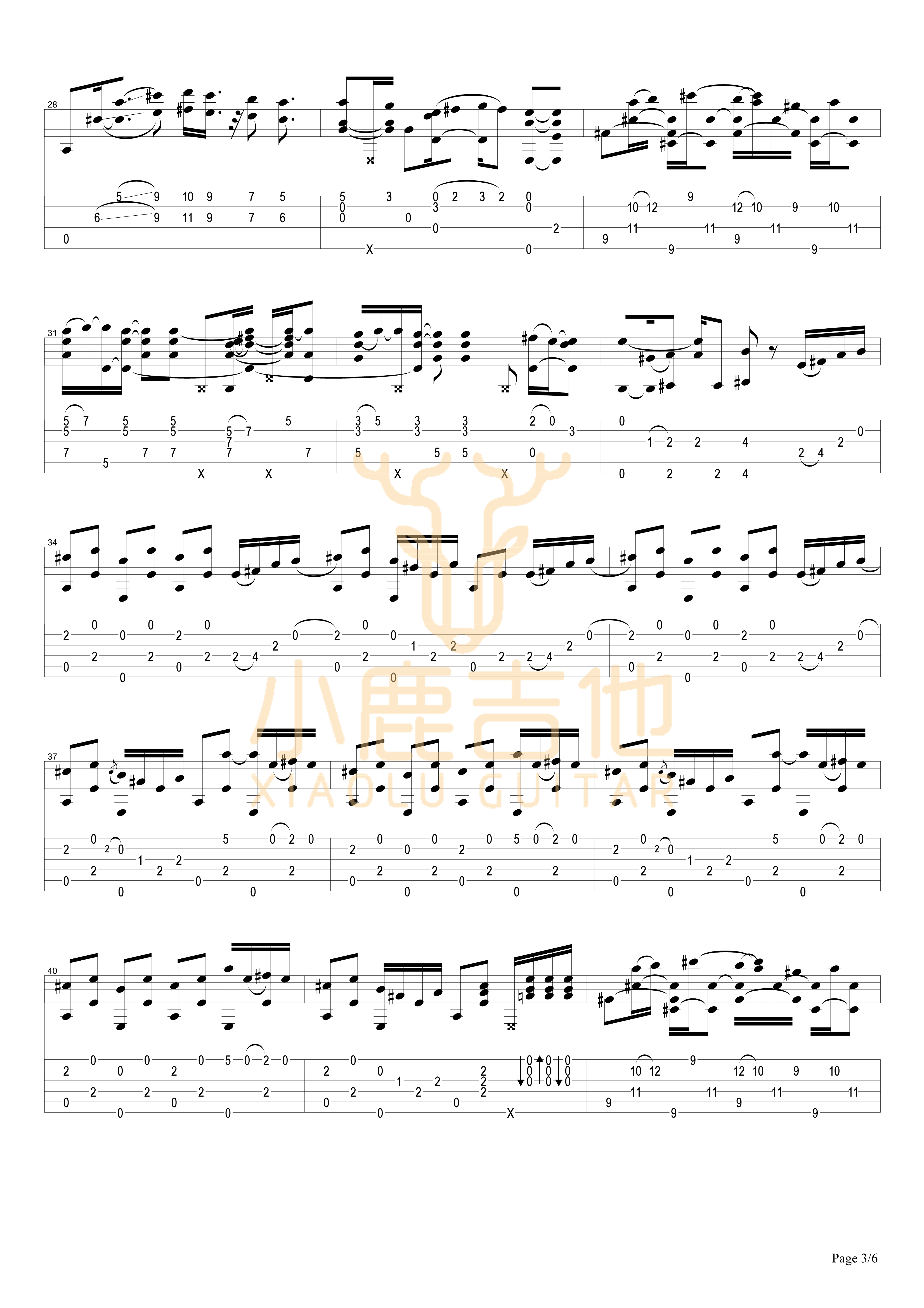 Guitar Rag吉他六线谱 TommyEmmanuel GuitarRag 小鹿吉他