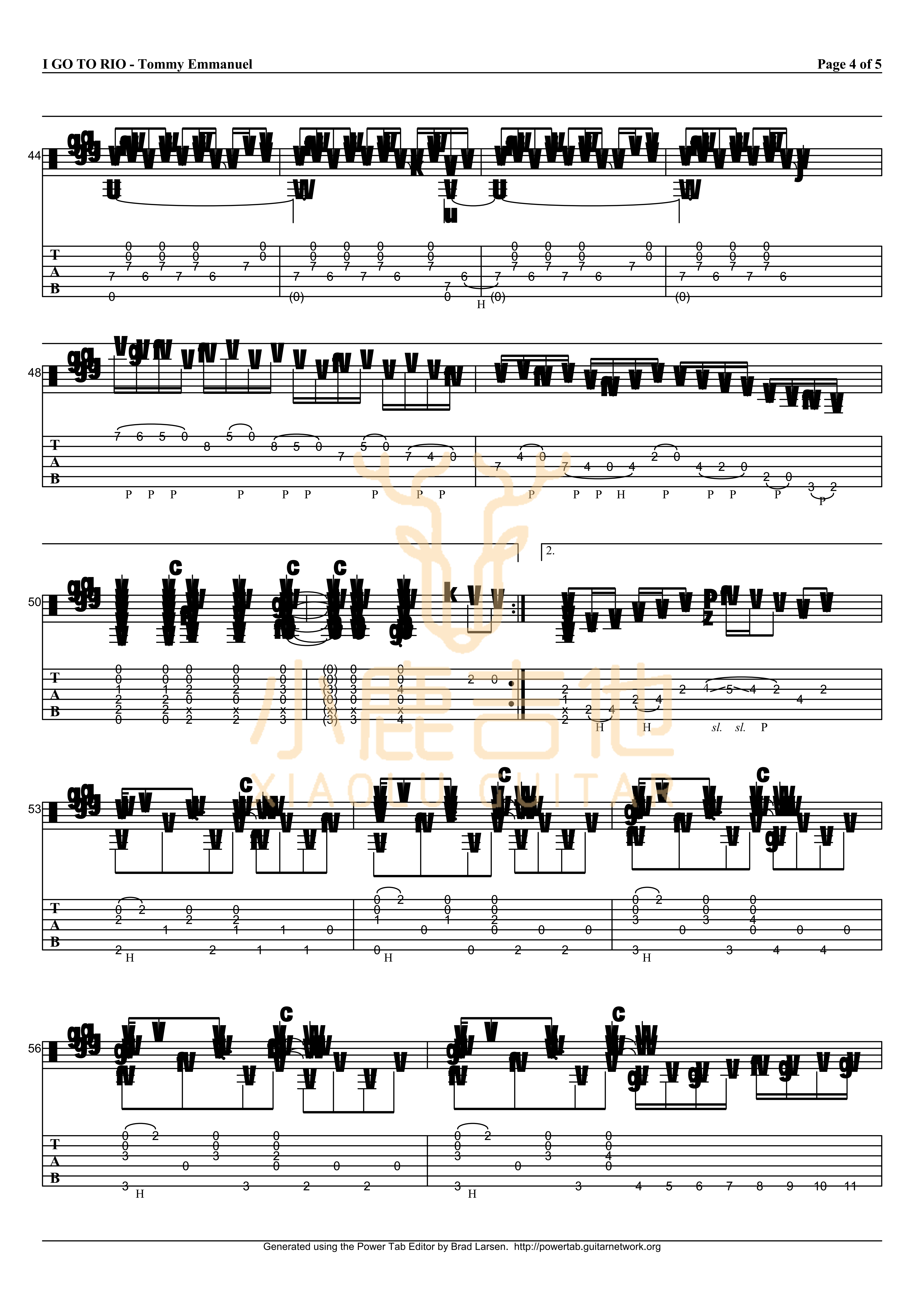 I Go To Rio吉他六线谱 TommyEmmanuel IGoToRio 小鹿吉他
