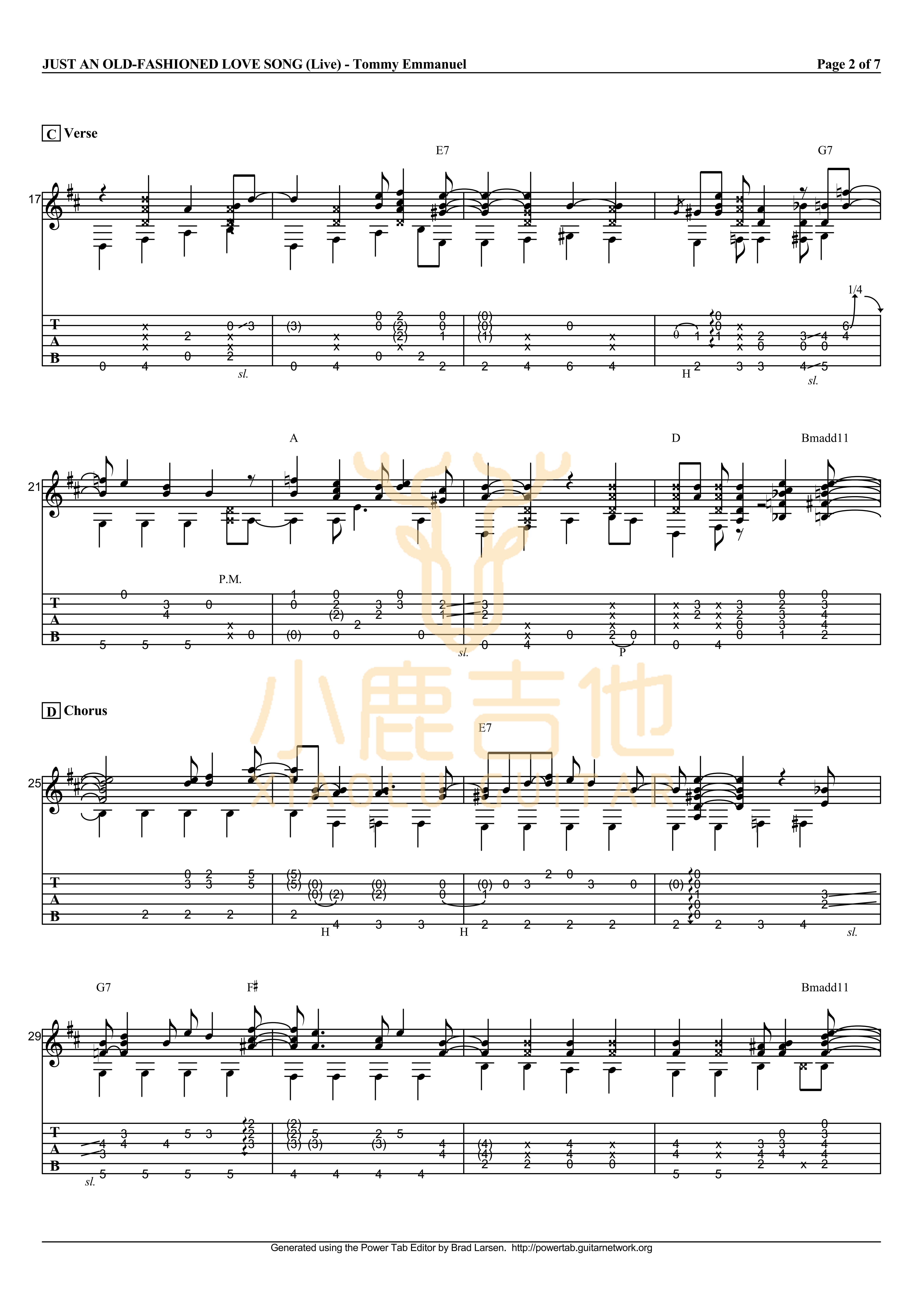 Just An Old吉他六线谱 TommyEmmanuel JustAnOld-FashionedL 小鹿吉他 