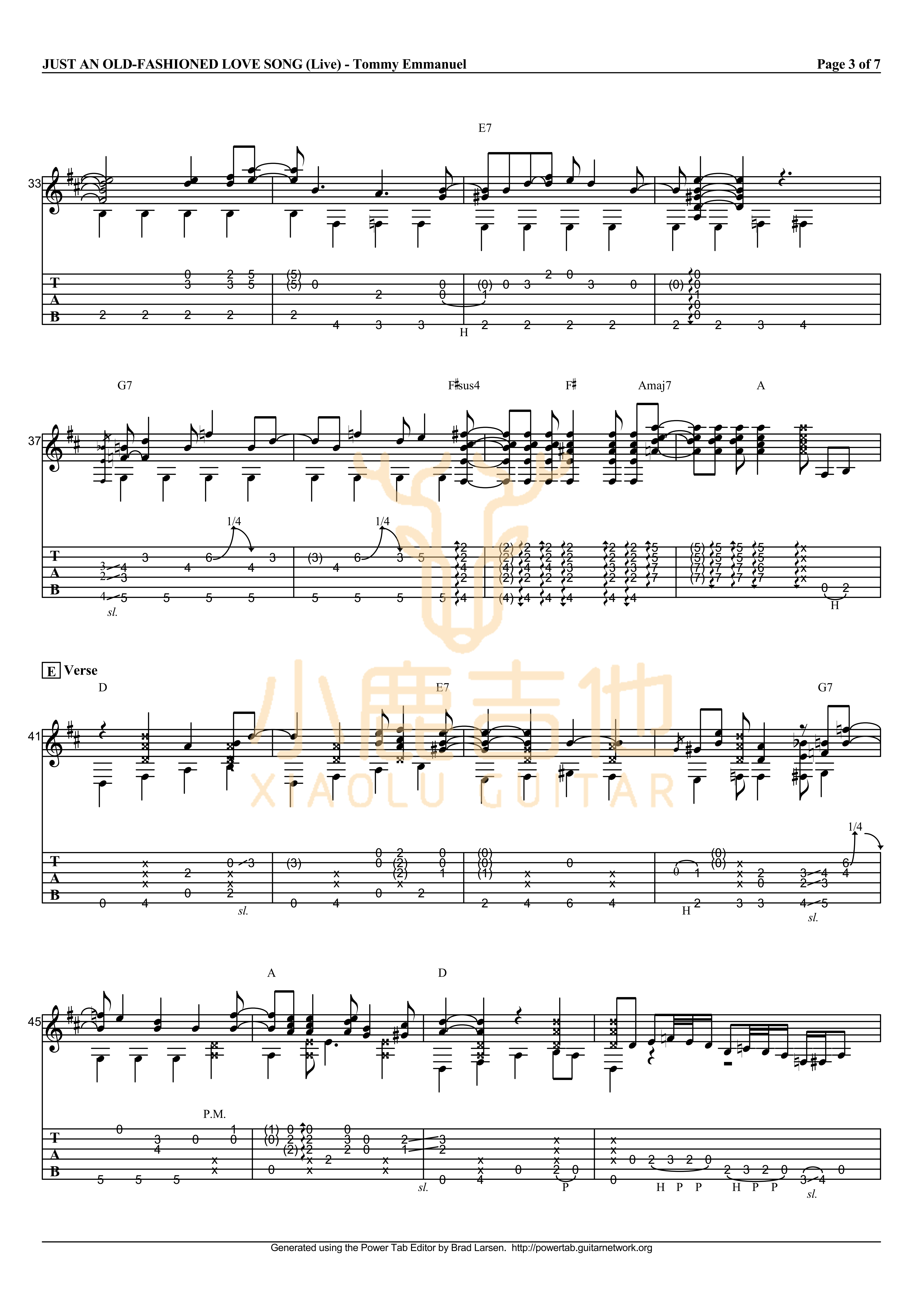 Just An Old吉他六线谱 TommyEmmanuel JustAnOld-FashionedL 小鹿吉他 
