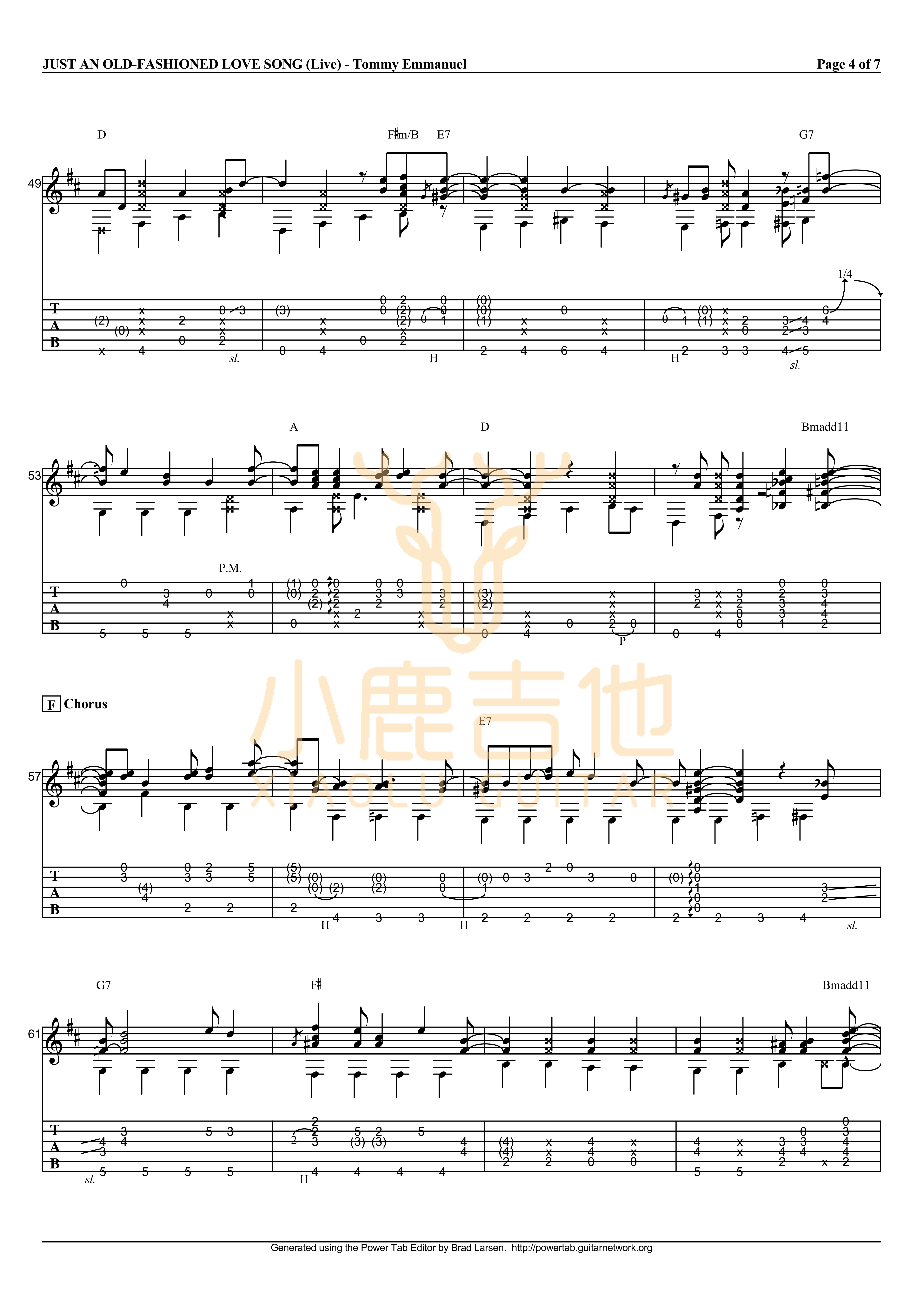 Just An Old吉他六线谱 TommyEmmanuel JustAnOld-FashionedL 小鹿吉他 