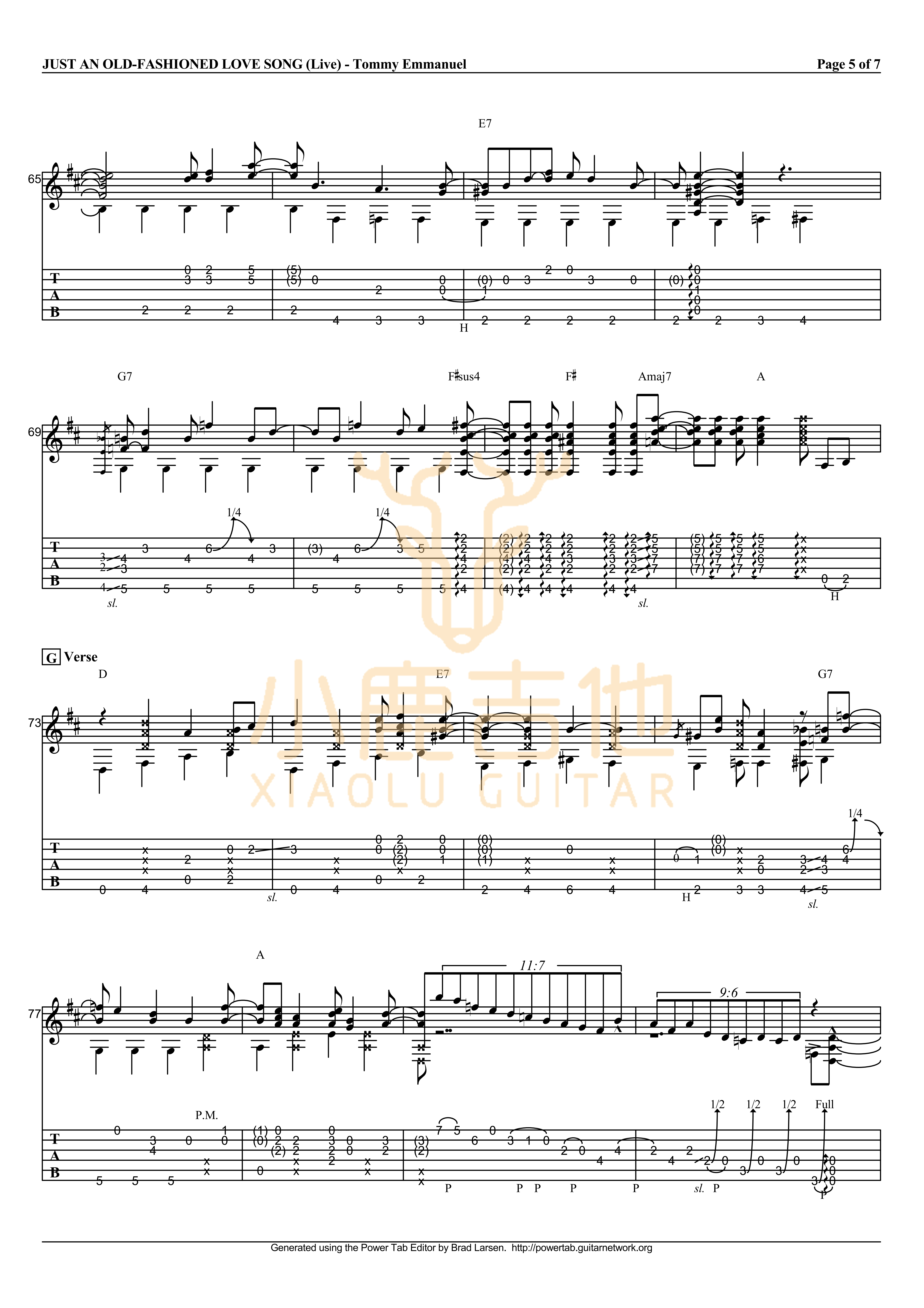 Just An Old吉他六线谱 TommyEmmanuel JustAnOld-FashionedL 小鹿吉他 