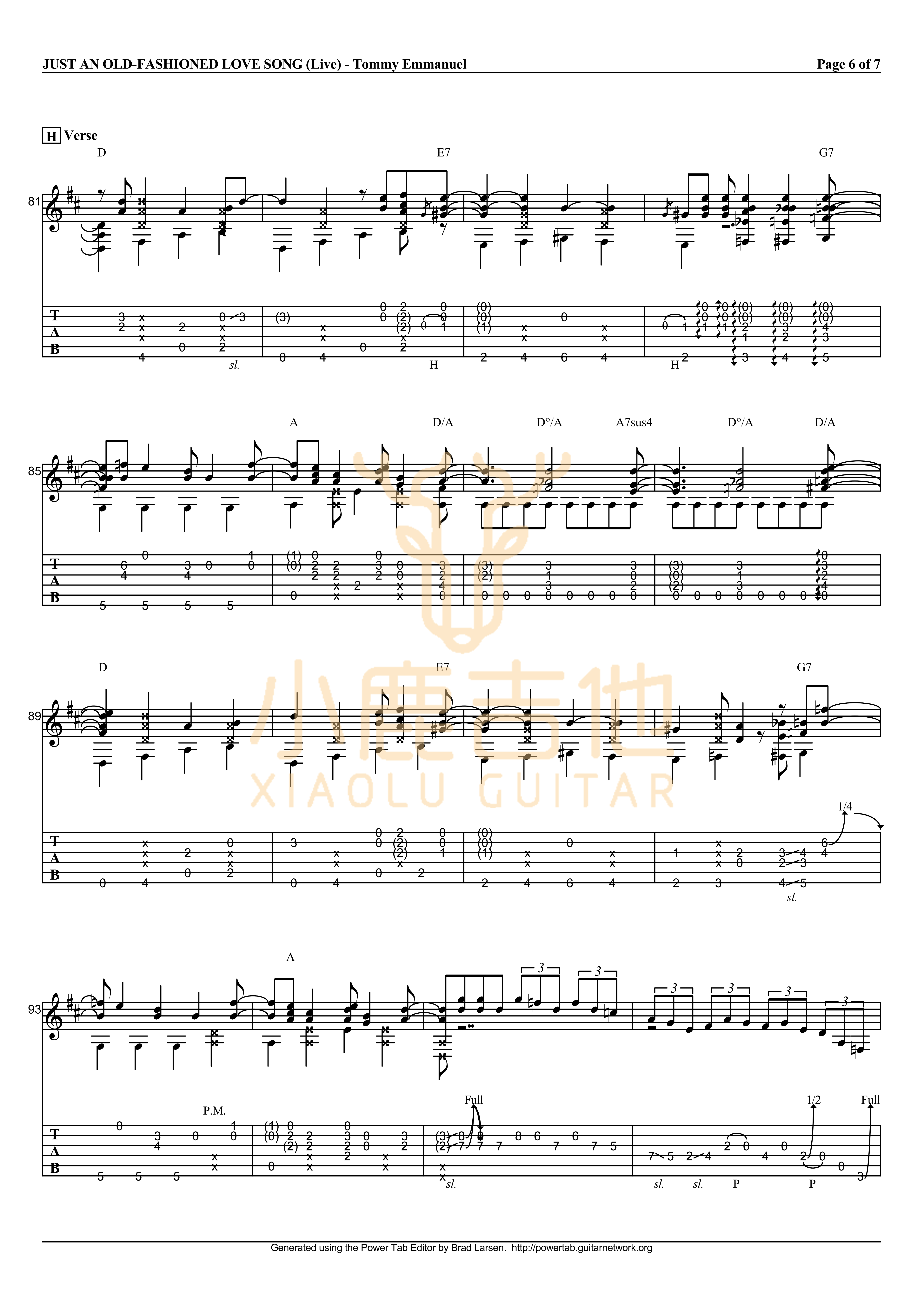 Just An Old吉他六线谱 TommyEmmanuel JustAnOld-FashionedL 小鹿吉他 