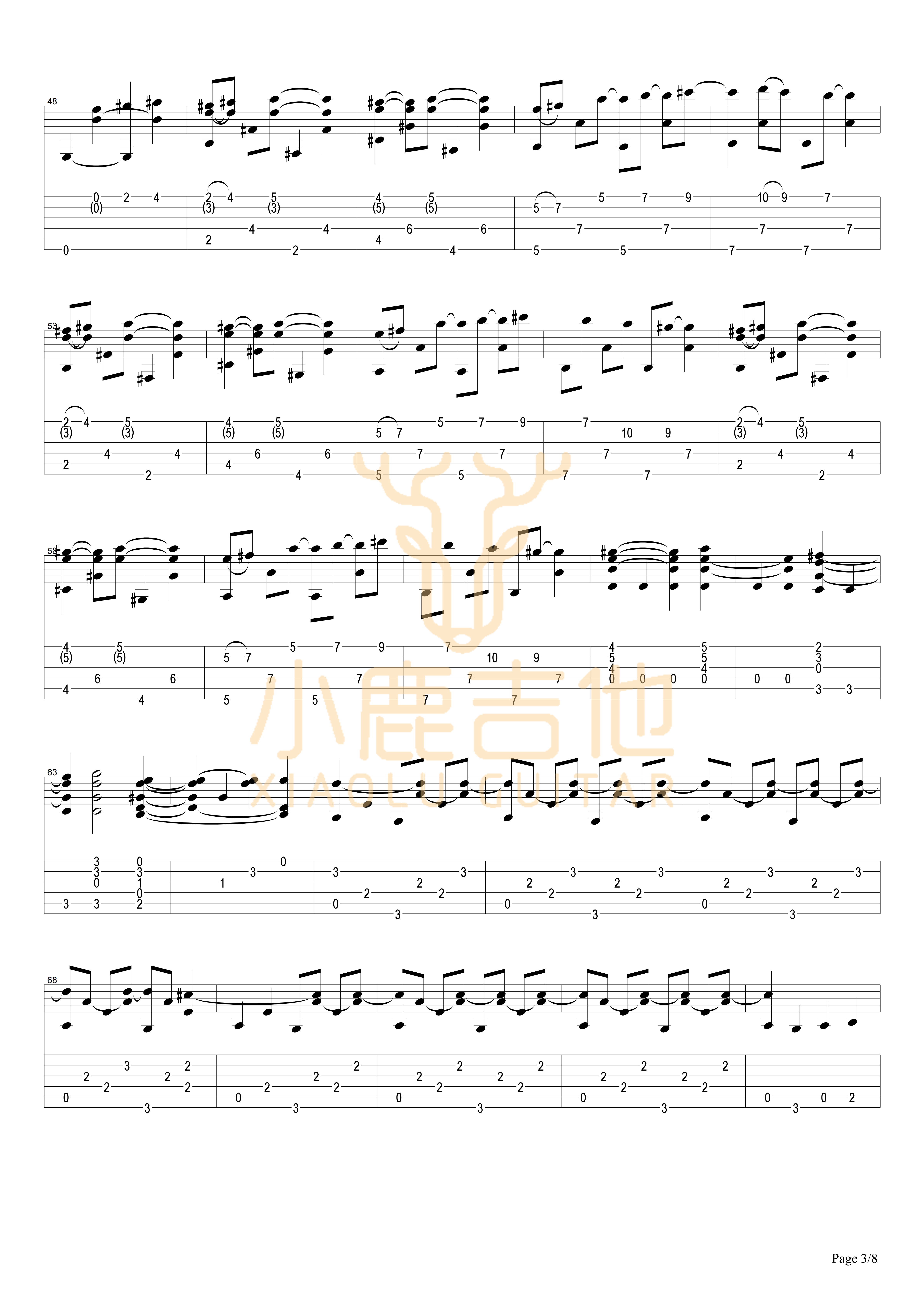 Locomotivation吉他六线谱 TommyEmmanuel 小鹿吉他