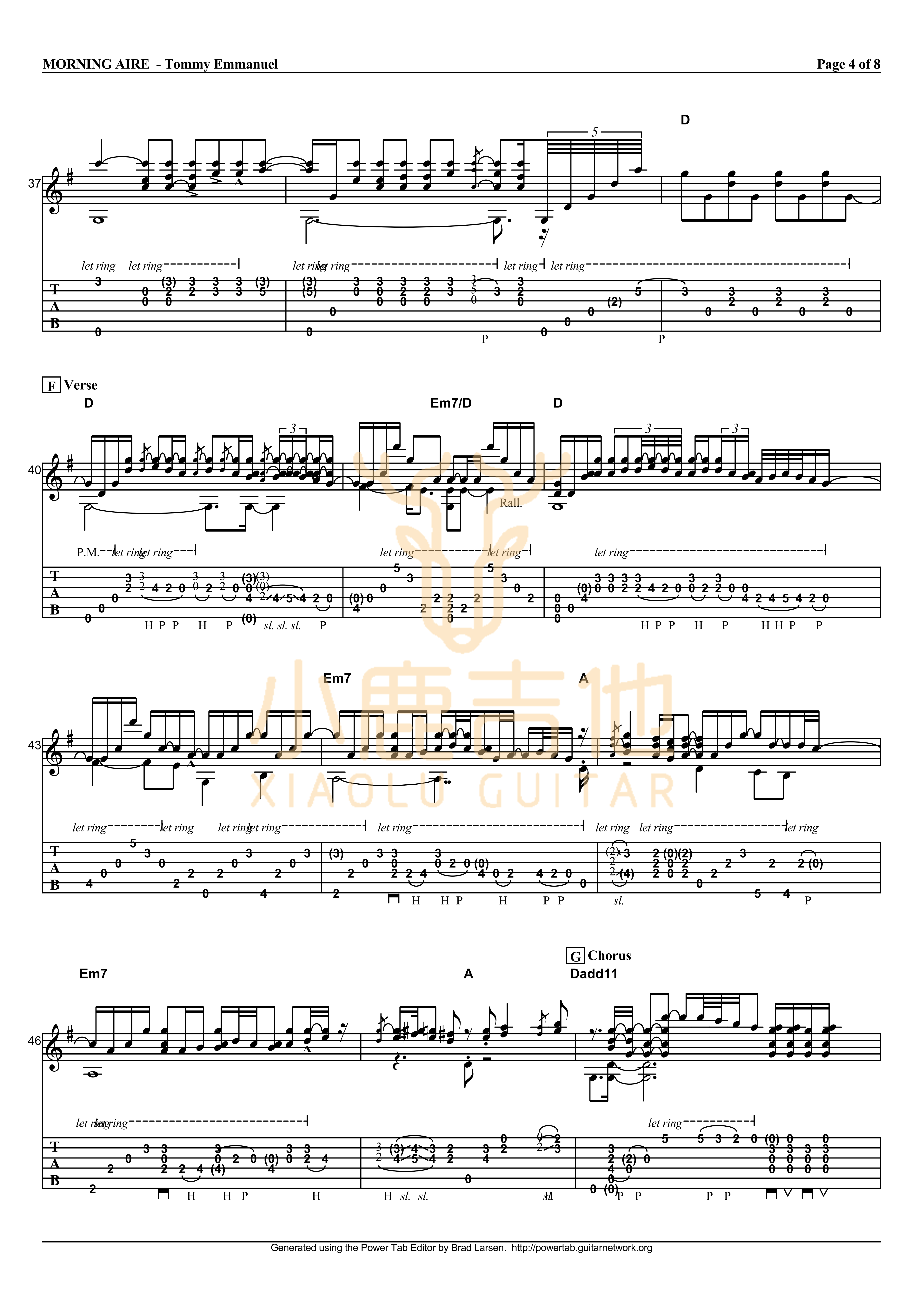 Morning Aire吉他六线谱 TommyEmmanuel MorningAire 小鹿吉他