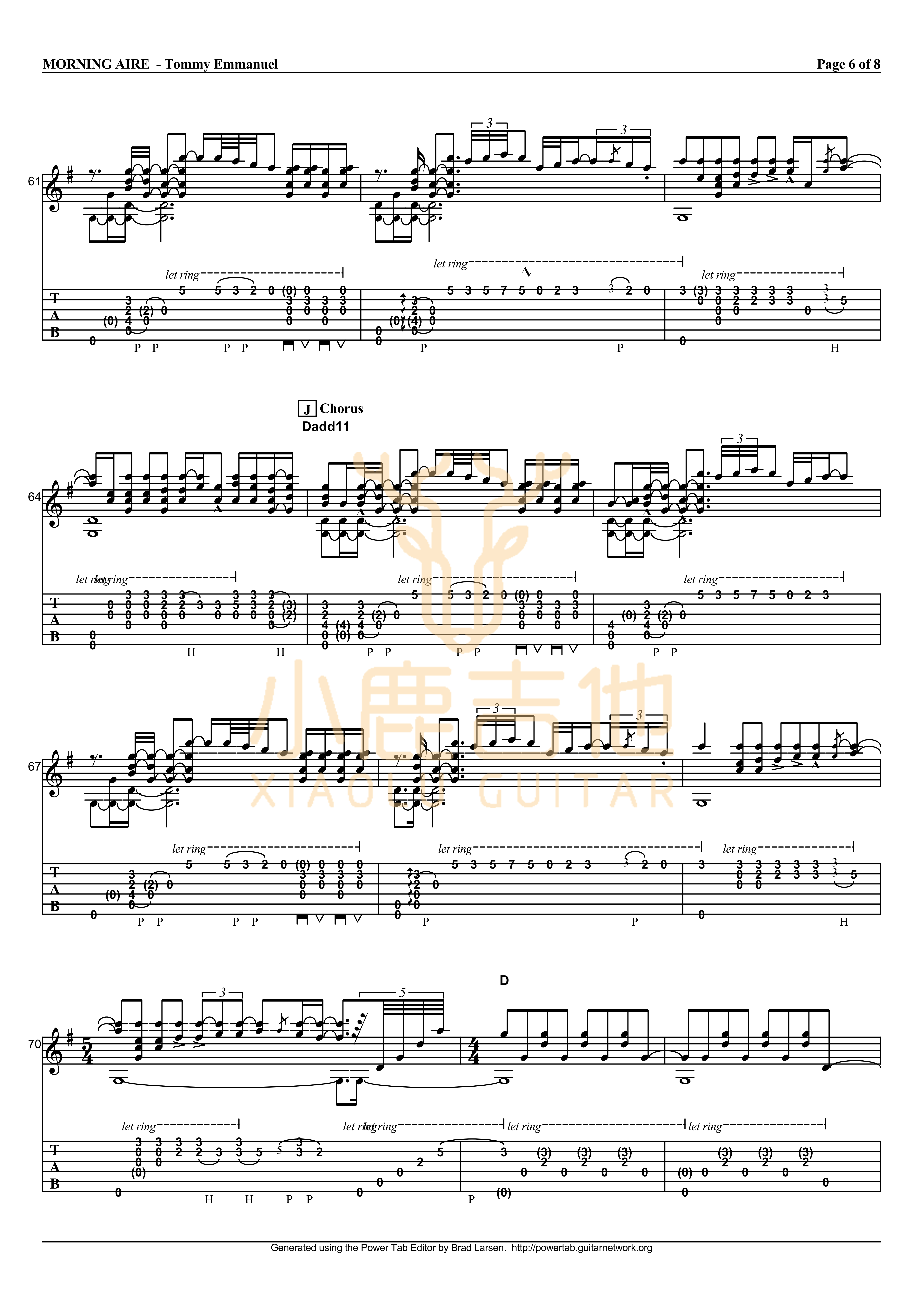 Morning Aire吉他六线谱 TommyEmmanuel MorningAire 小鹿吉他