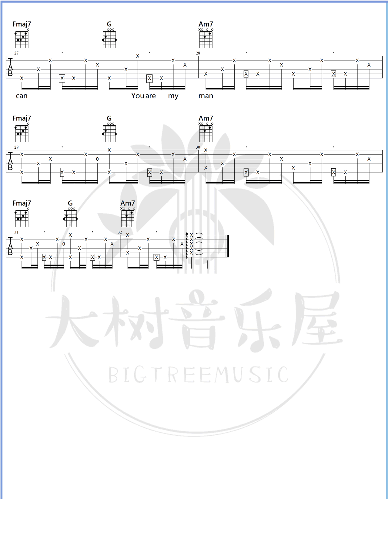 My Cookie Can吉他六线谱 卫兰 MyCookieCan 大树音乐屋 C调