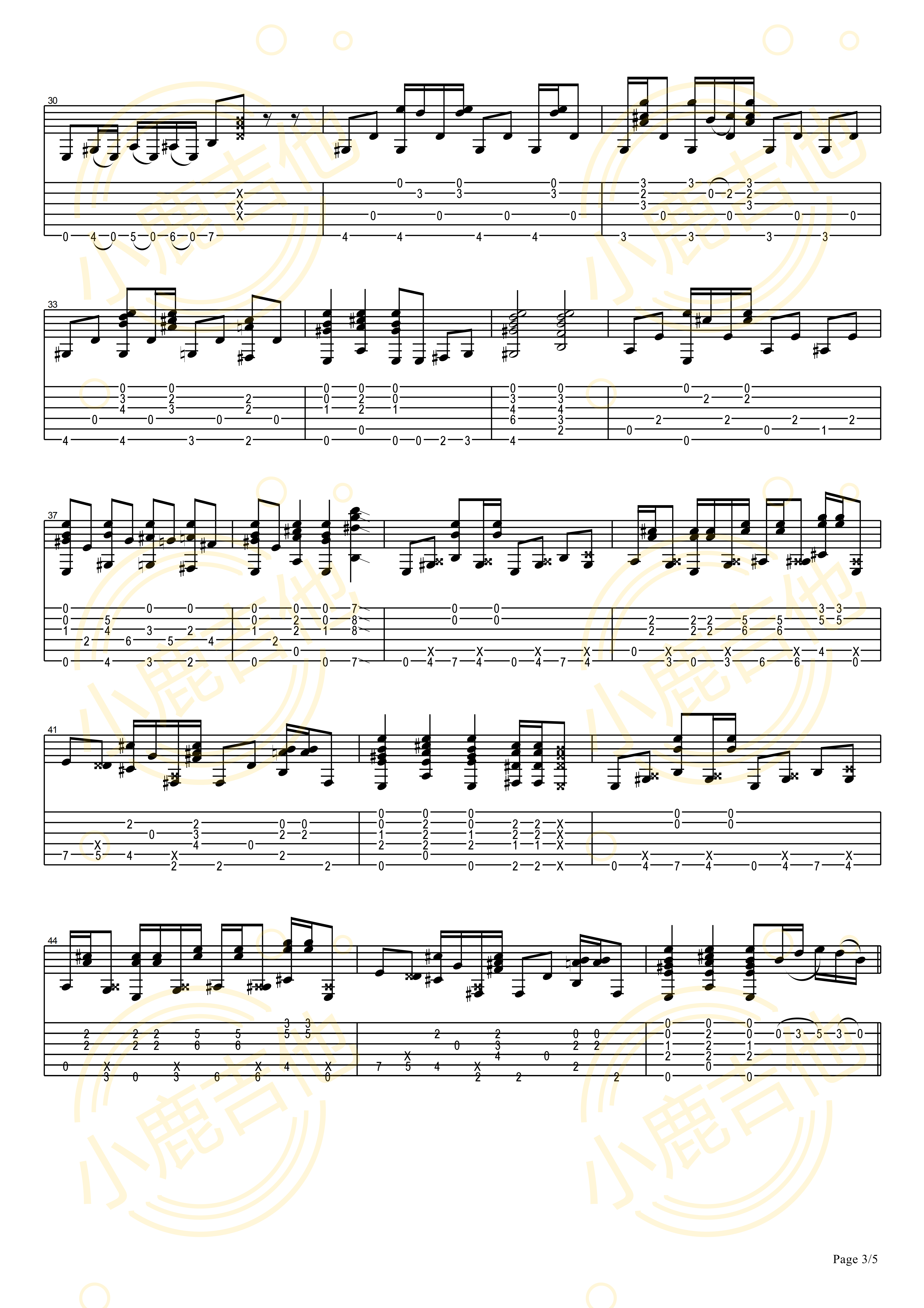 Nine Pound Hammer吉他六线谱 TommyEmmanuel NinePoundHammer 小鹿吉他