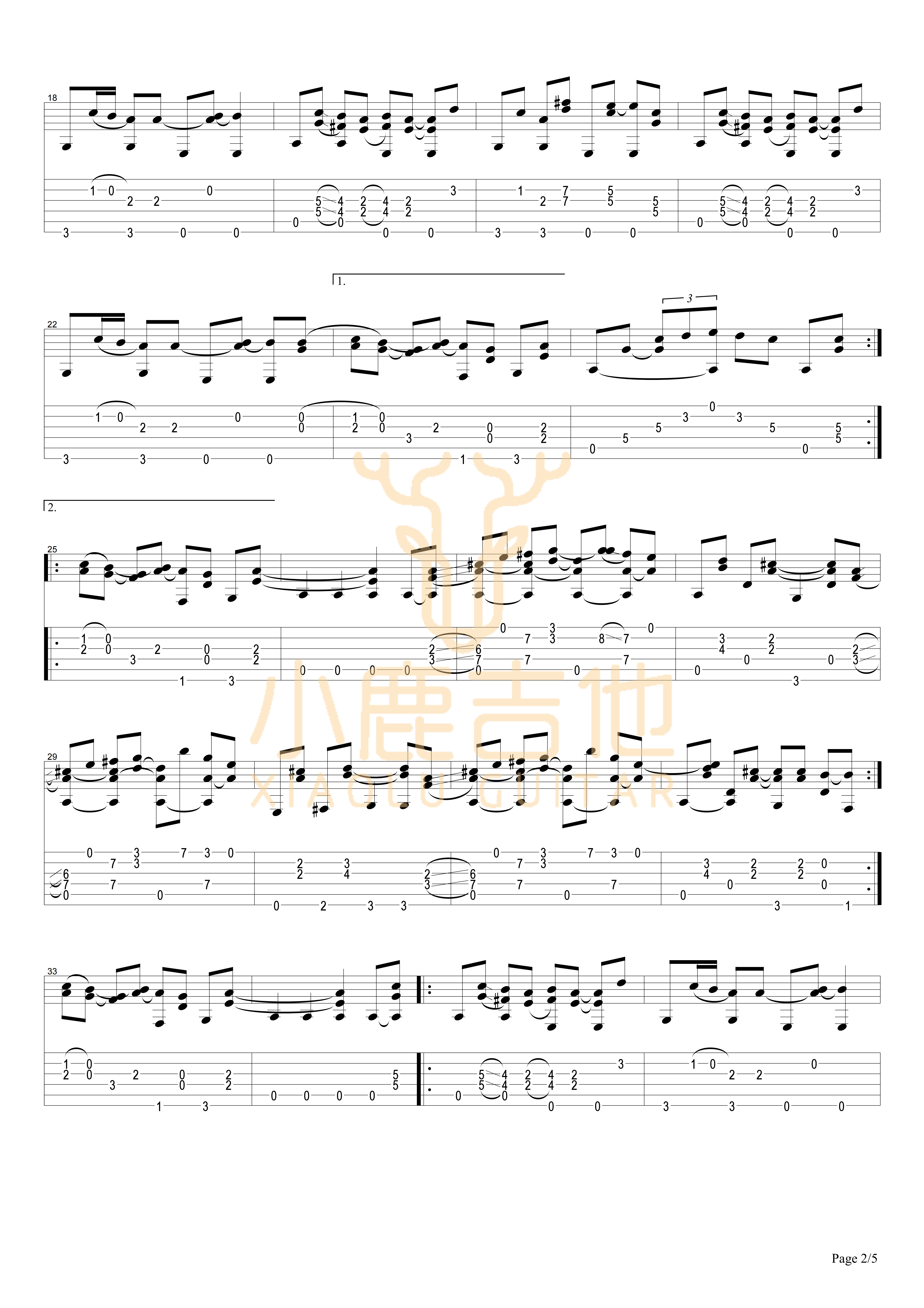 Old Town吉他六线谱 TommyEmmanuel OldTown 小鹿吉他