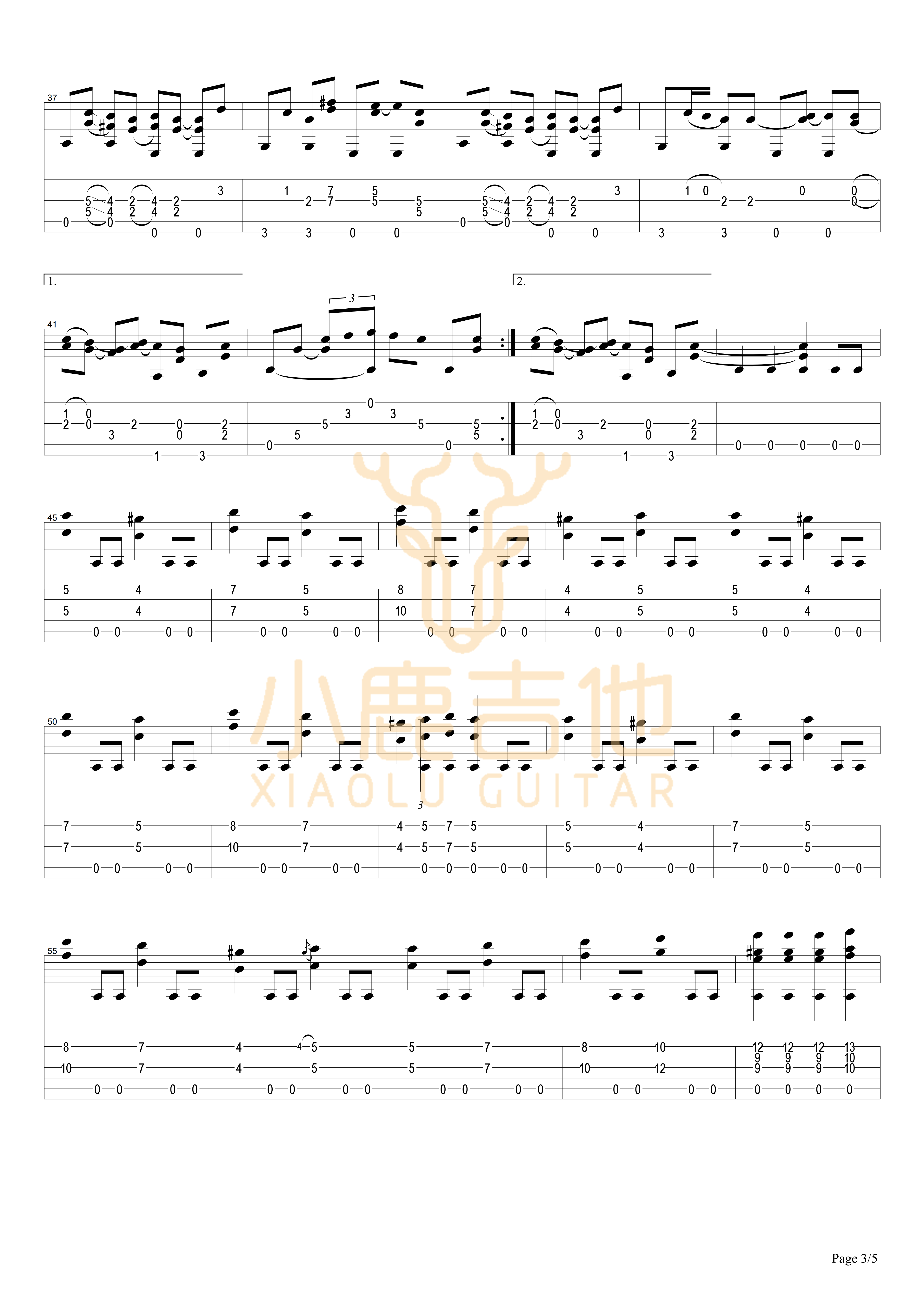 Old Town吉他六线谱 TommyEmmanuel OldTown 小鹿吉他