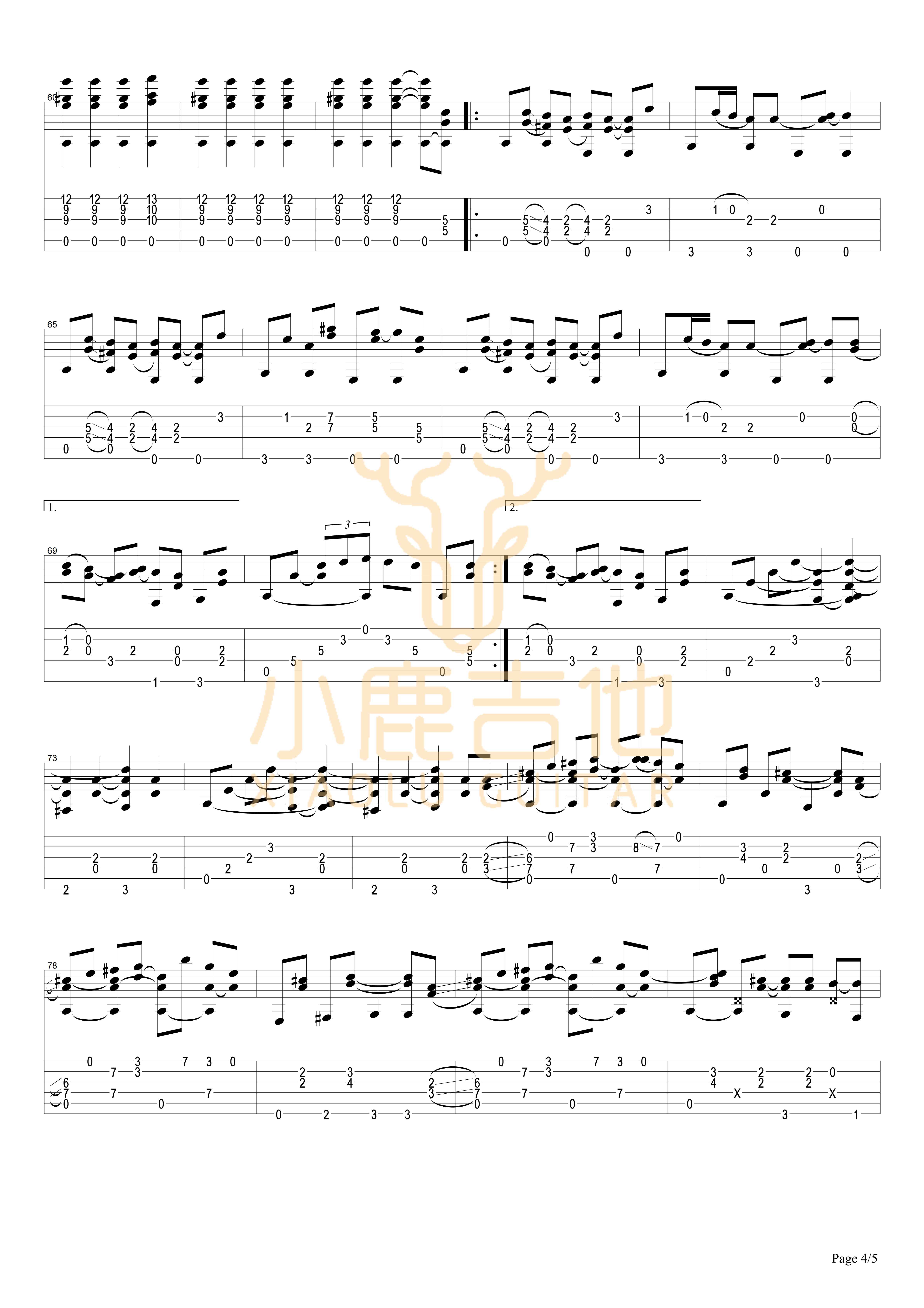 Old Town吉他六线谱 TommyEmmanuel OldTown 小鹿吉他