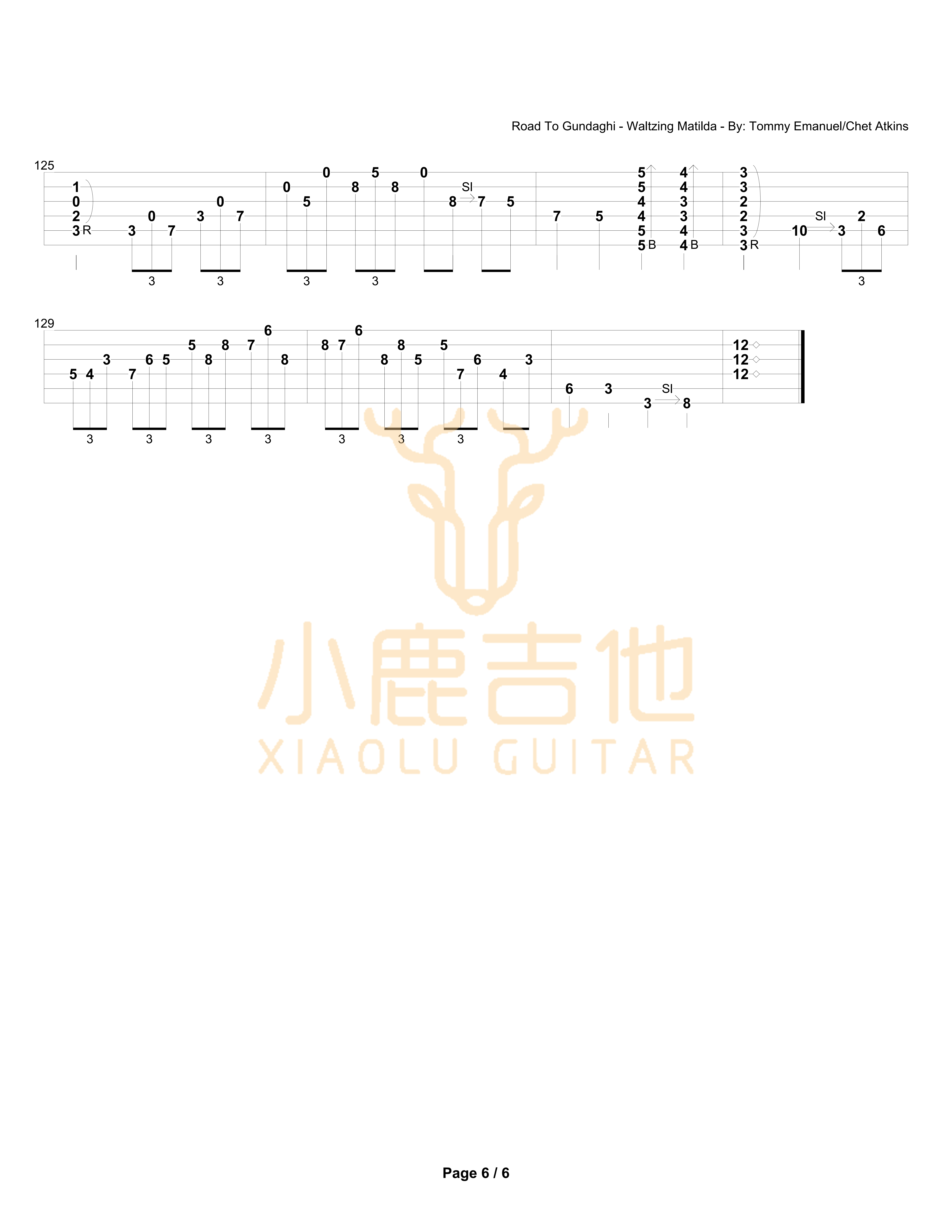 Road To Gundaghi-Waltzing Matilda吉他六线谱 TommyEmmanuel RoadToGundaghi-Waltz 小鹿吉他