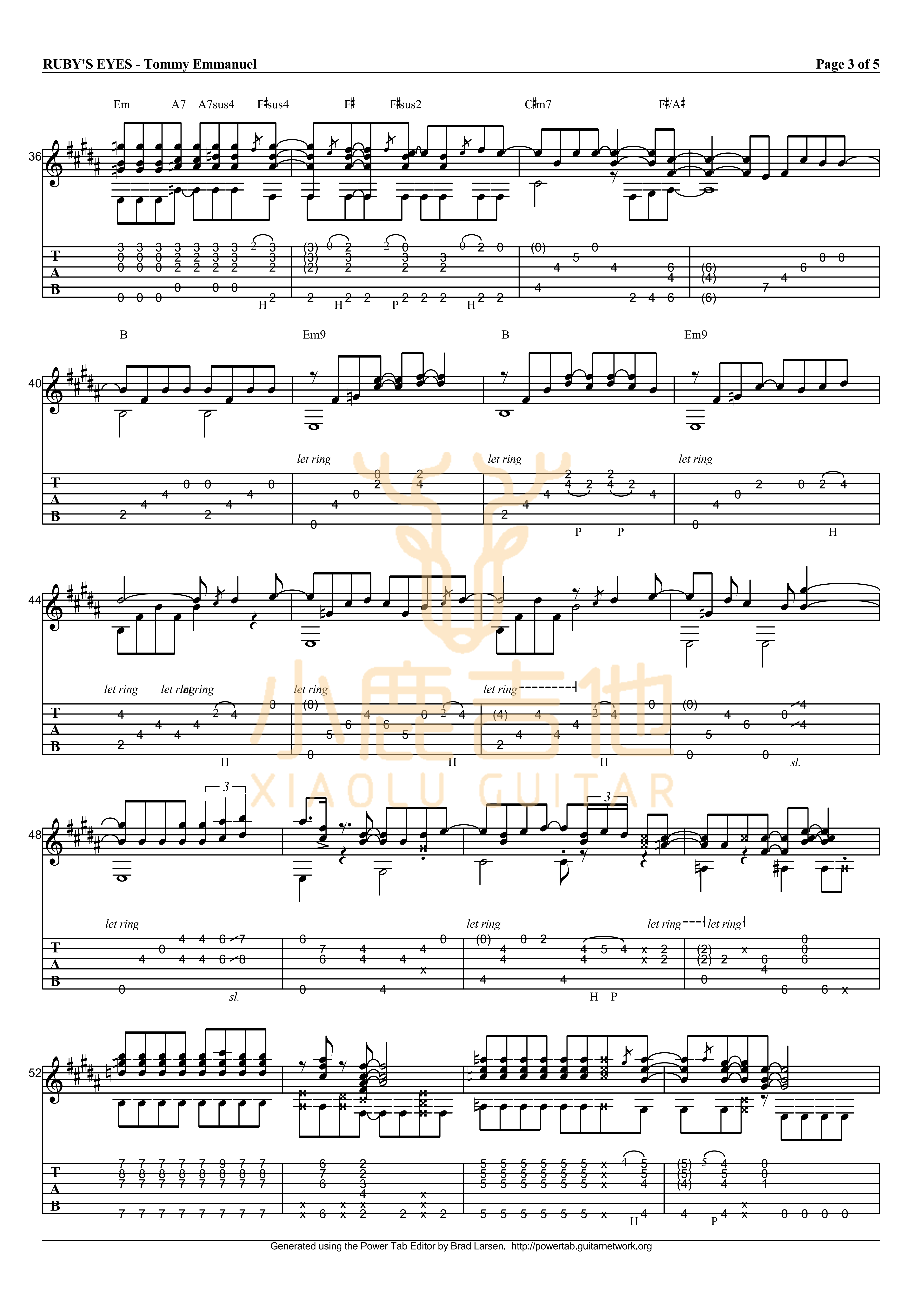 Rubys eyes吉他六线谱 TommyEmmanuel Rubyseyes 小鹿吉他