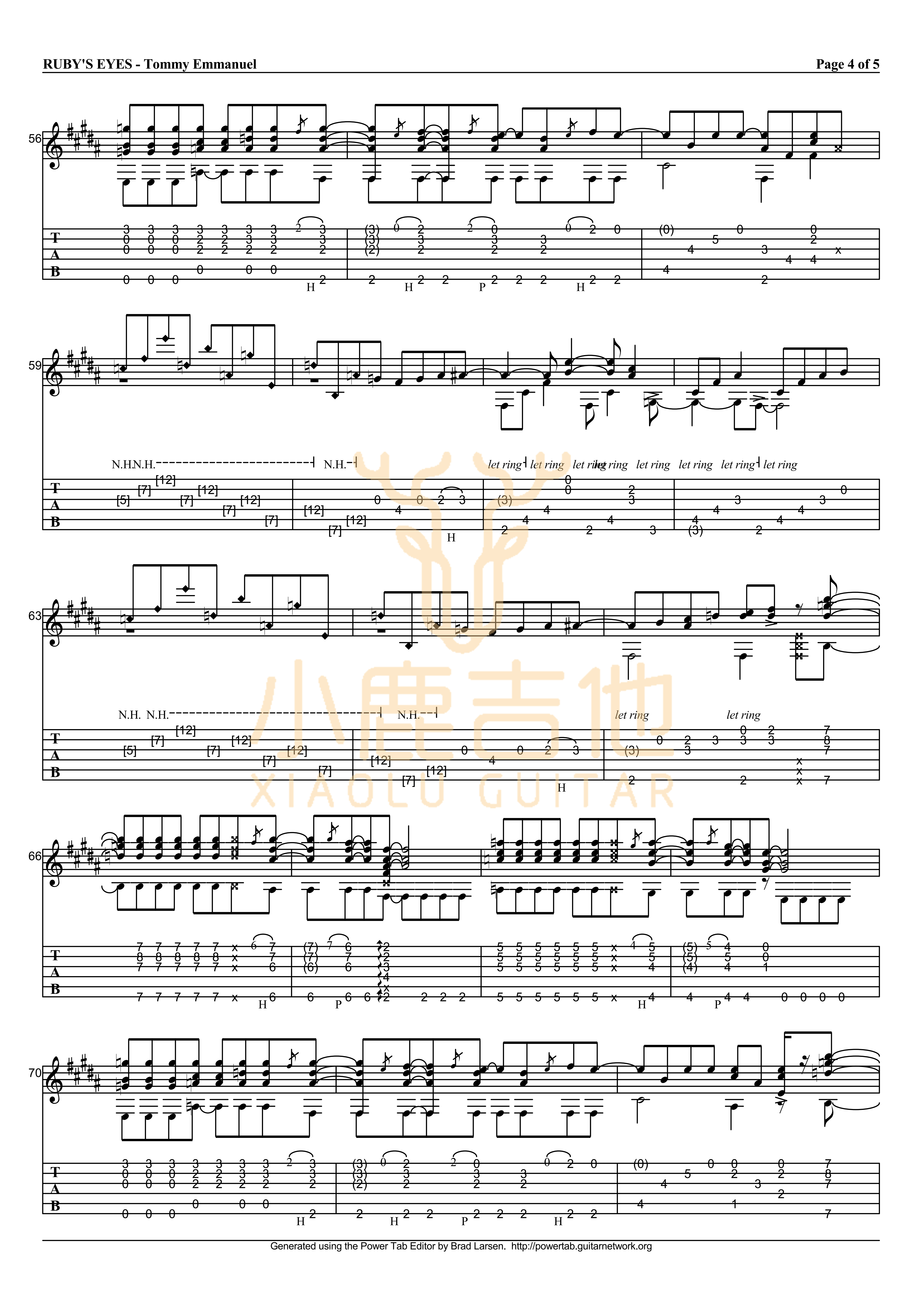 Rubys eyes吉他六线谱 TommyEmmanuel Rubyseyes 小鹿吉他