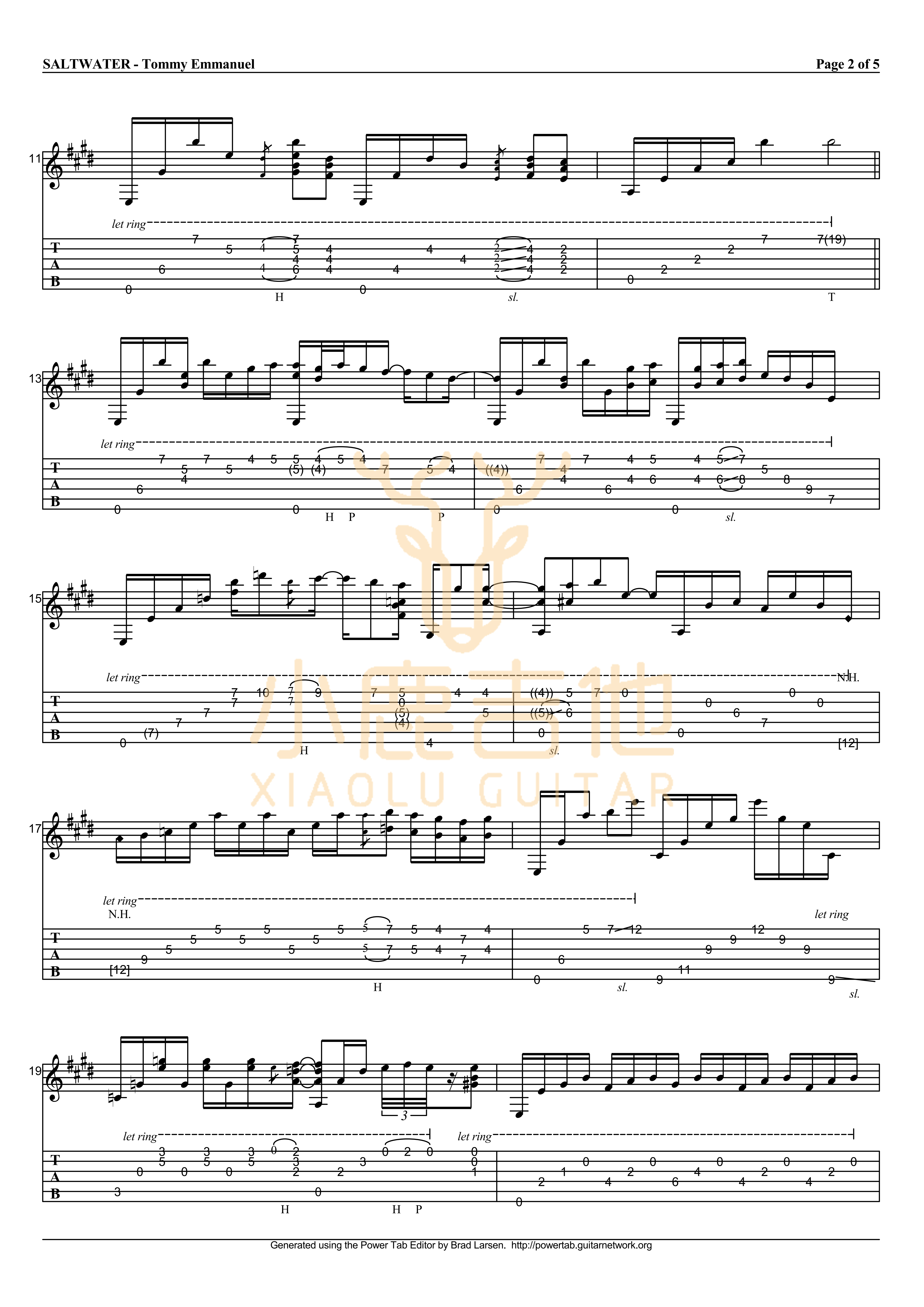 Saltwater吉他六线谱 TommyEmmanuel Saltwater- 小鹿吉他