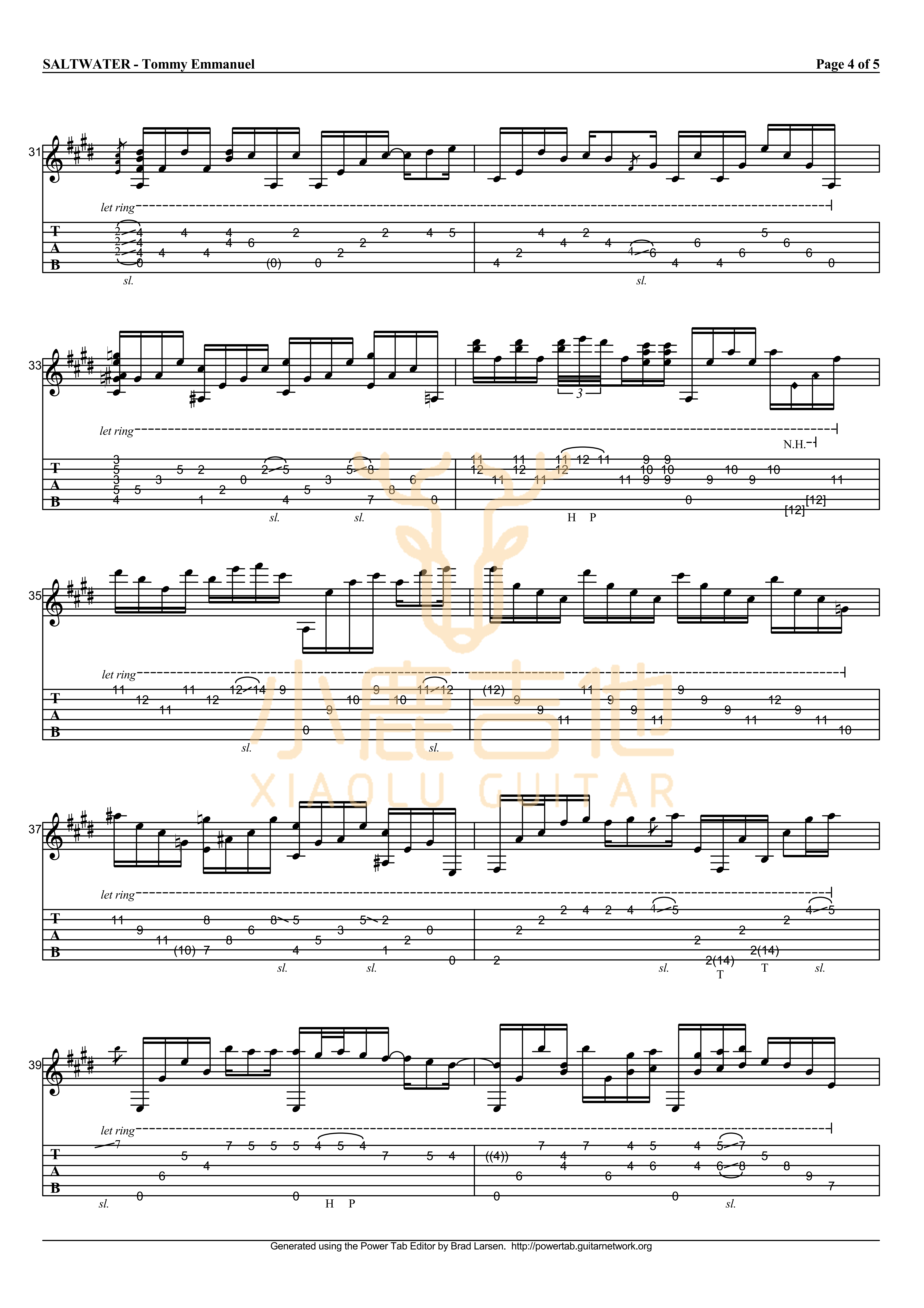 Saltwater吉他六线谱 TommyEmmanuel Saltwater- 小鹿吉他
