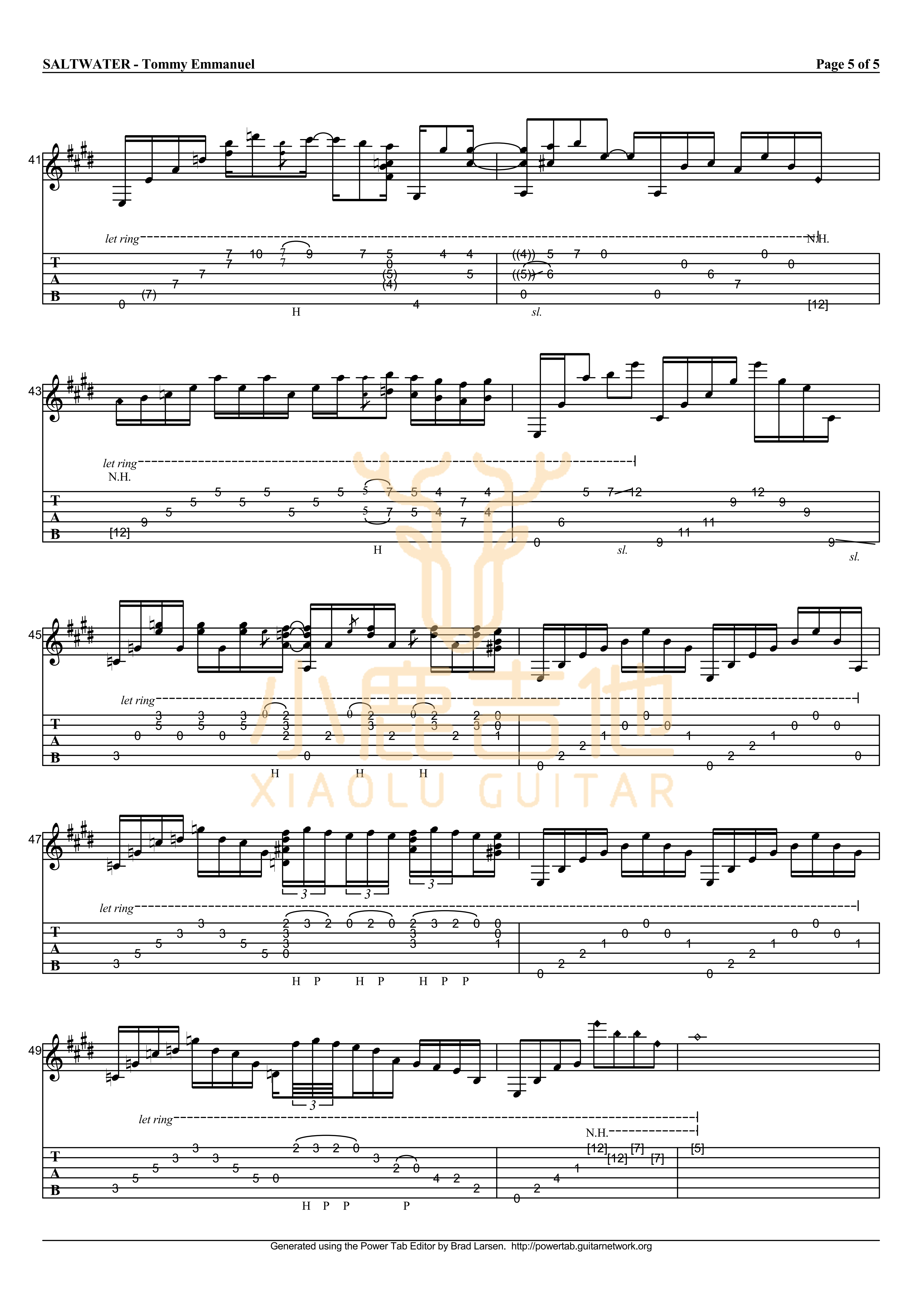 Saltwater吉他六线谱 TommyEmmanuel Saltwater- 小鹿吉他