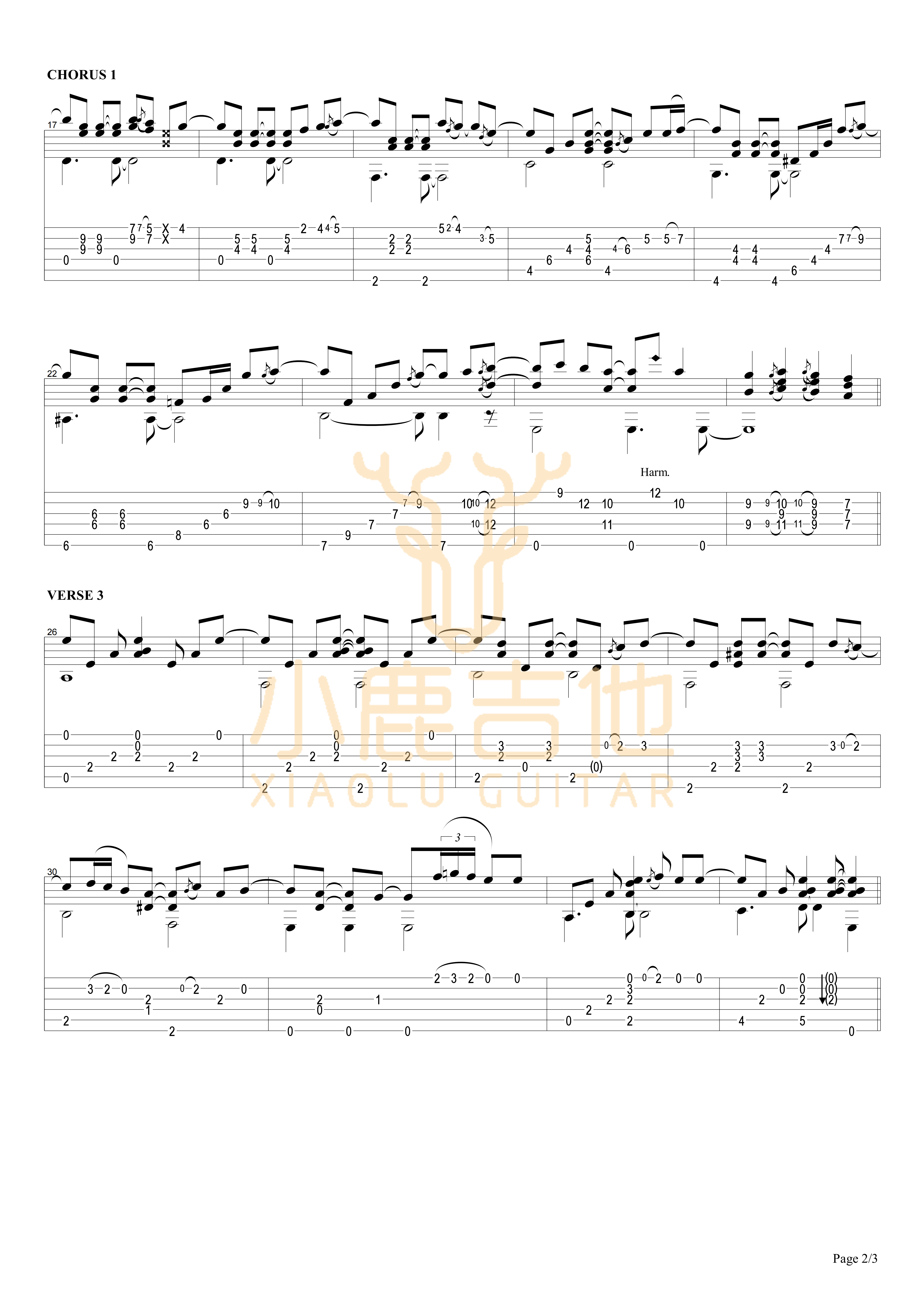 Stay Close To Me吉他六线谱 TommyEmmanuel StayCloseToMe 小鹿吉他