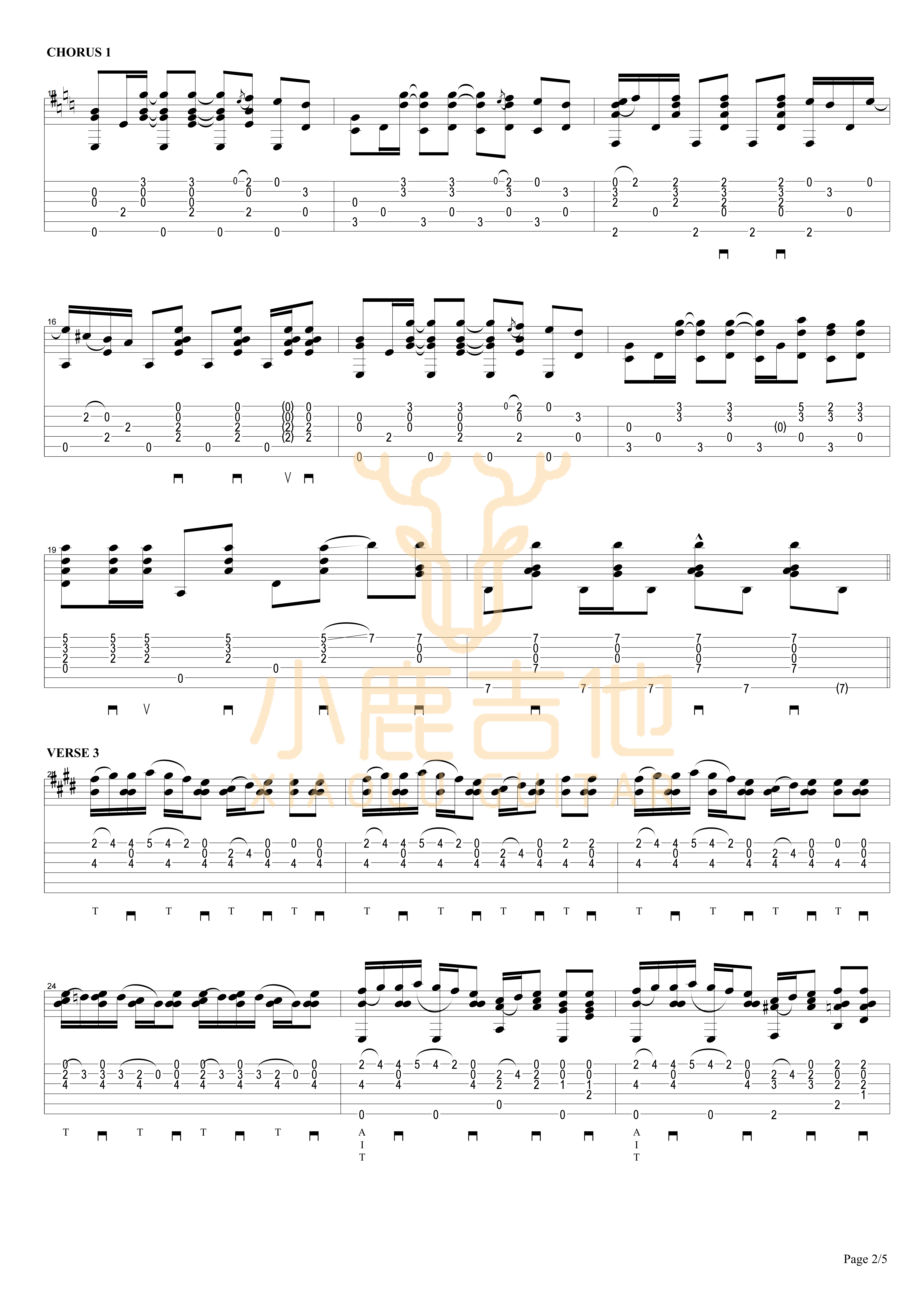THE JOLLY SWAGMAN吉他六线谱 TommyEmmanuel THEJOLLYSWAGMAN- 小鹿吉他