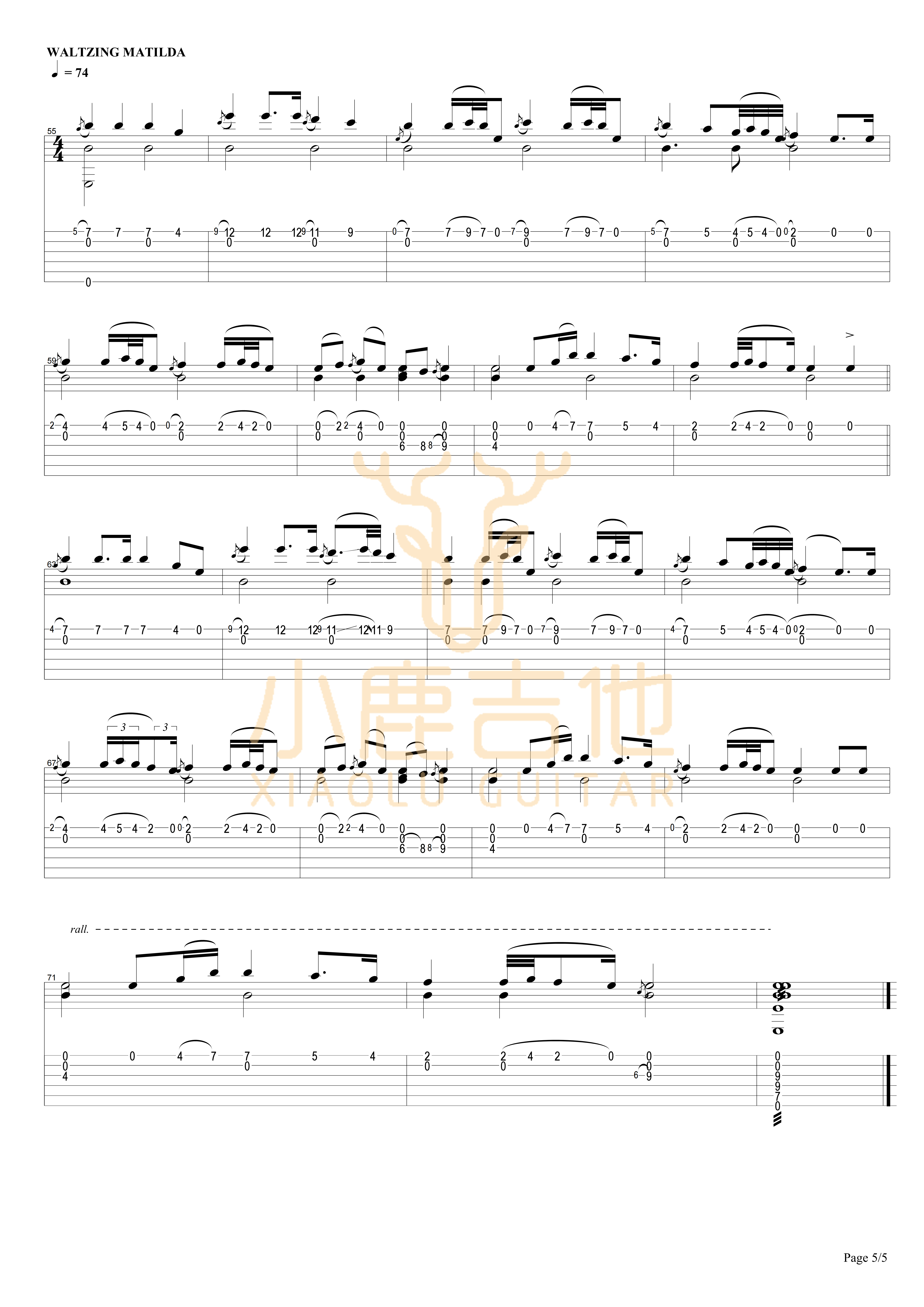 THE JOLLY SWAGMAN吉他六线谱 TommyEmmanuel THEJOLLYSWAGMAN- 小鹿吉他