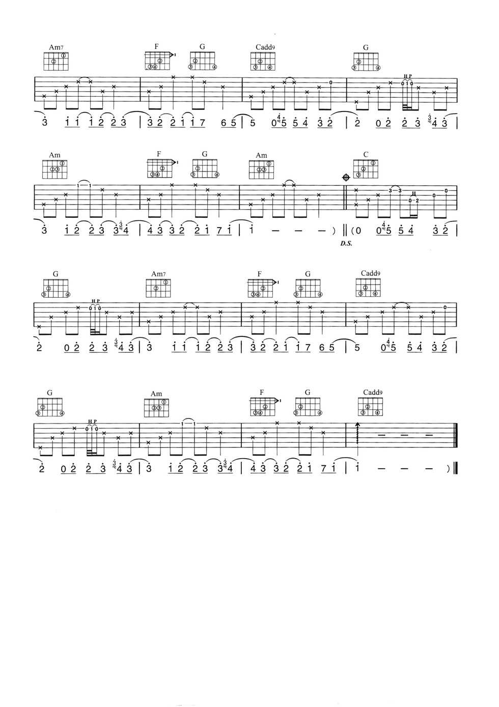 Take Me To Your Heart吉他六线谱 MichaelLearnsToRoc TakeMeToYourHeart 网络转载 G调