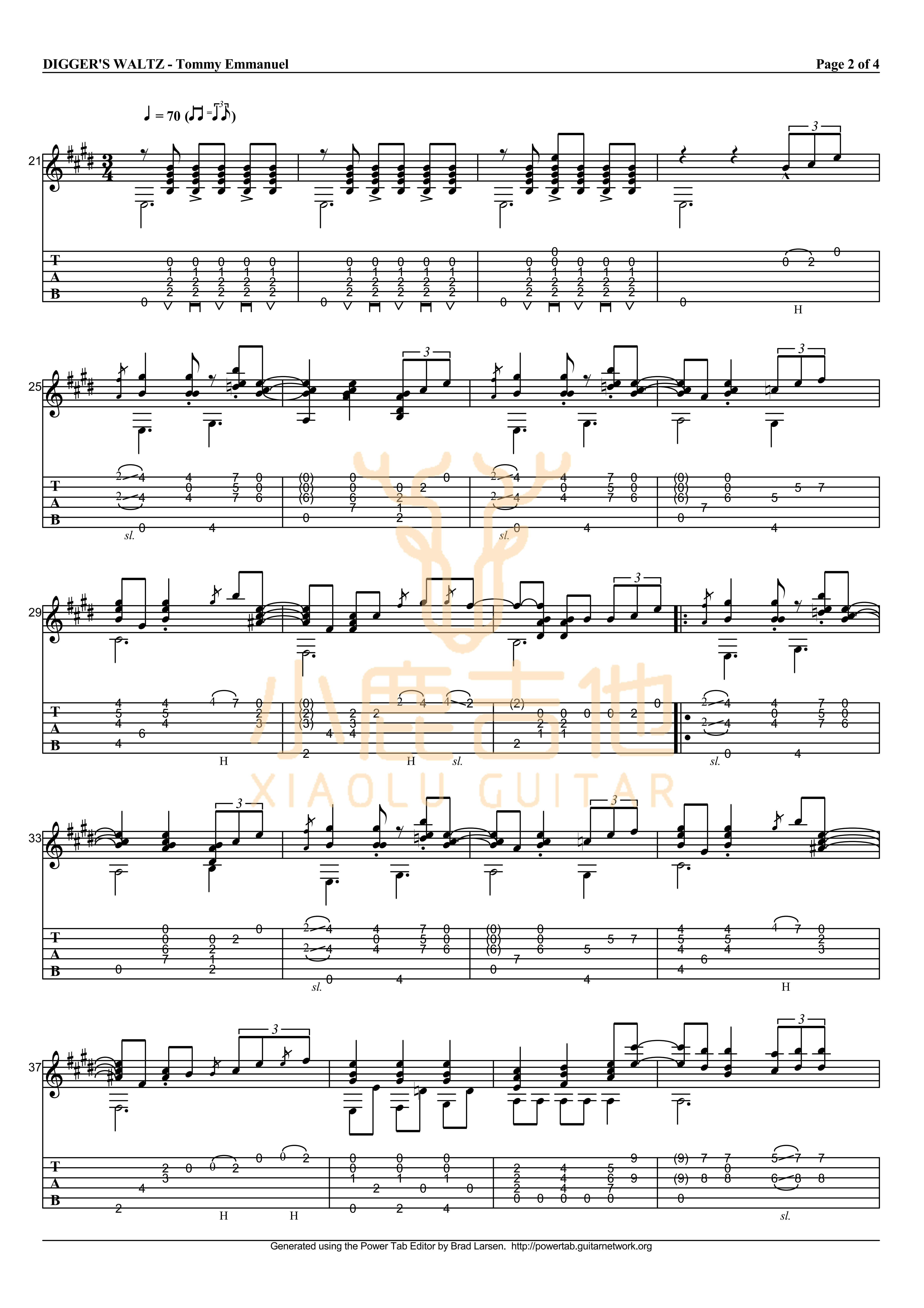 The Diggers Waltz吉他六线谱 TommyEmmanuel TheDiggersWaltz 小鹿吉他