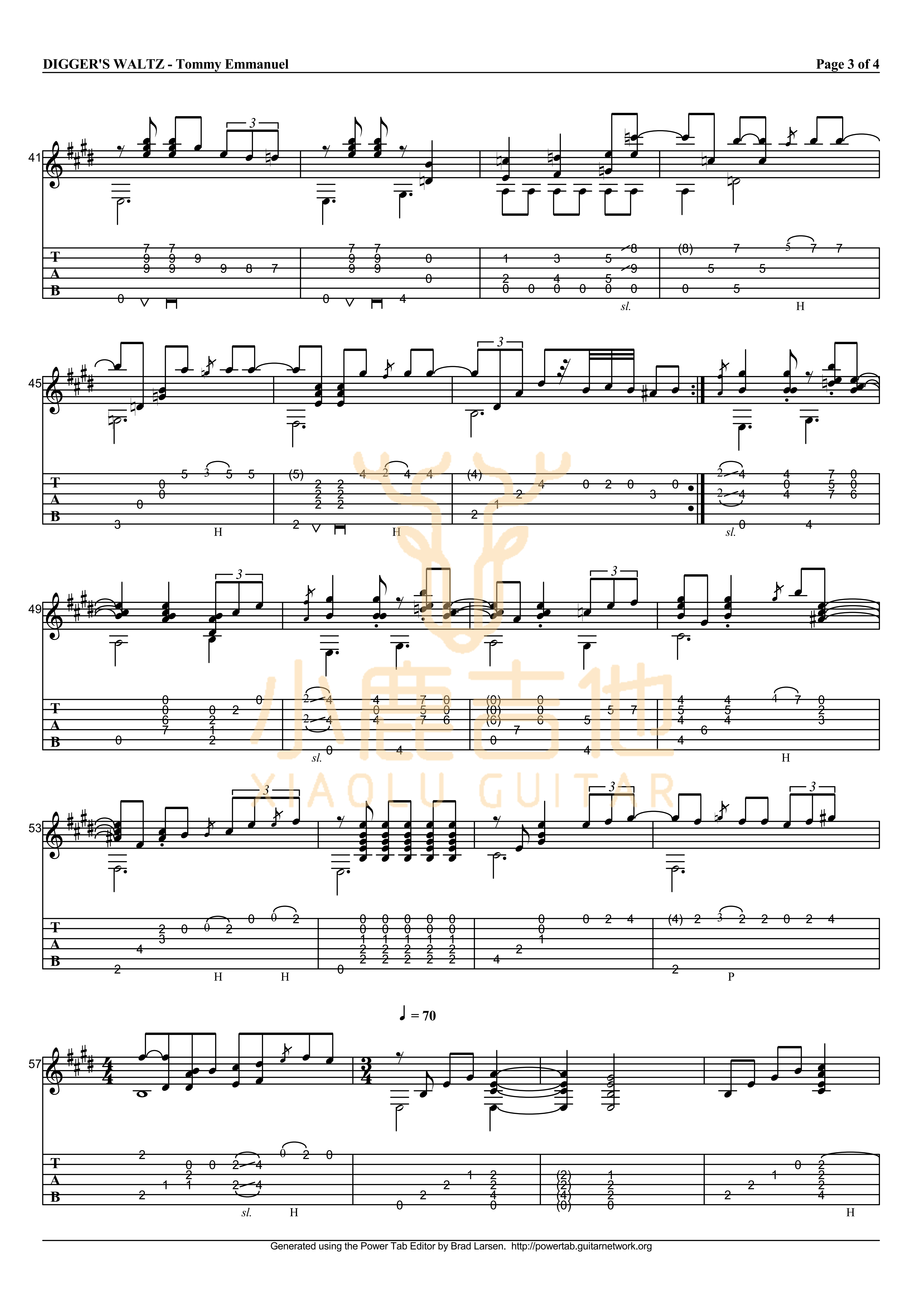 The Diggers Waltz吉他六线谱 TommyEmmanuel TheDiggersWaltz 小鹿吉他