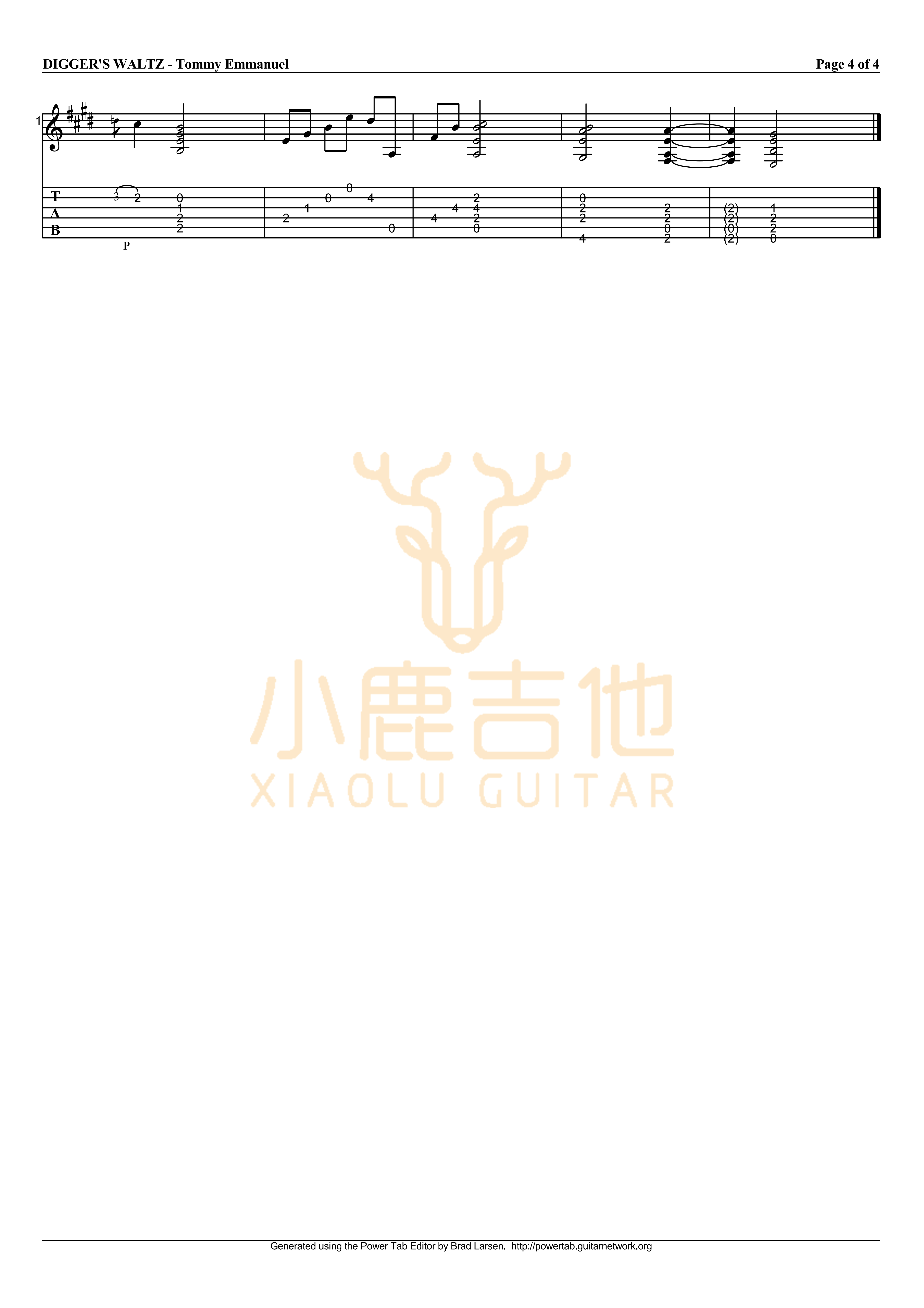 The Diggers Waltz吉他六线谱 TommyEmmanuel TheDiggersWaltz 小鹿吉他