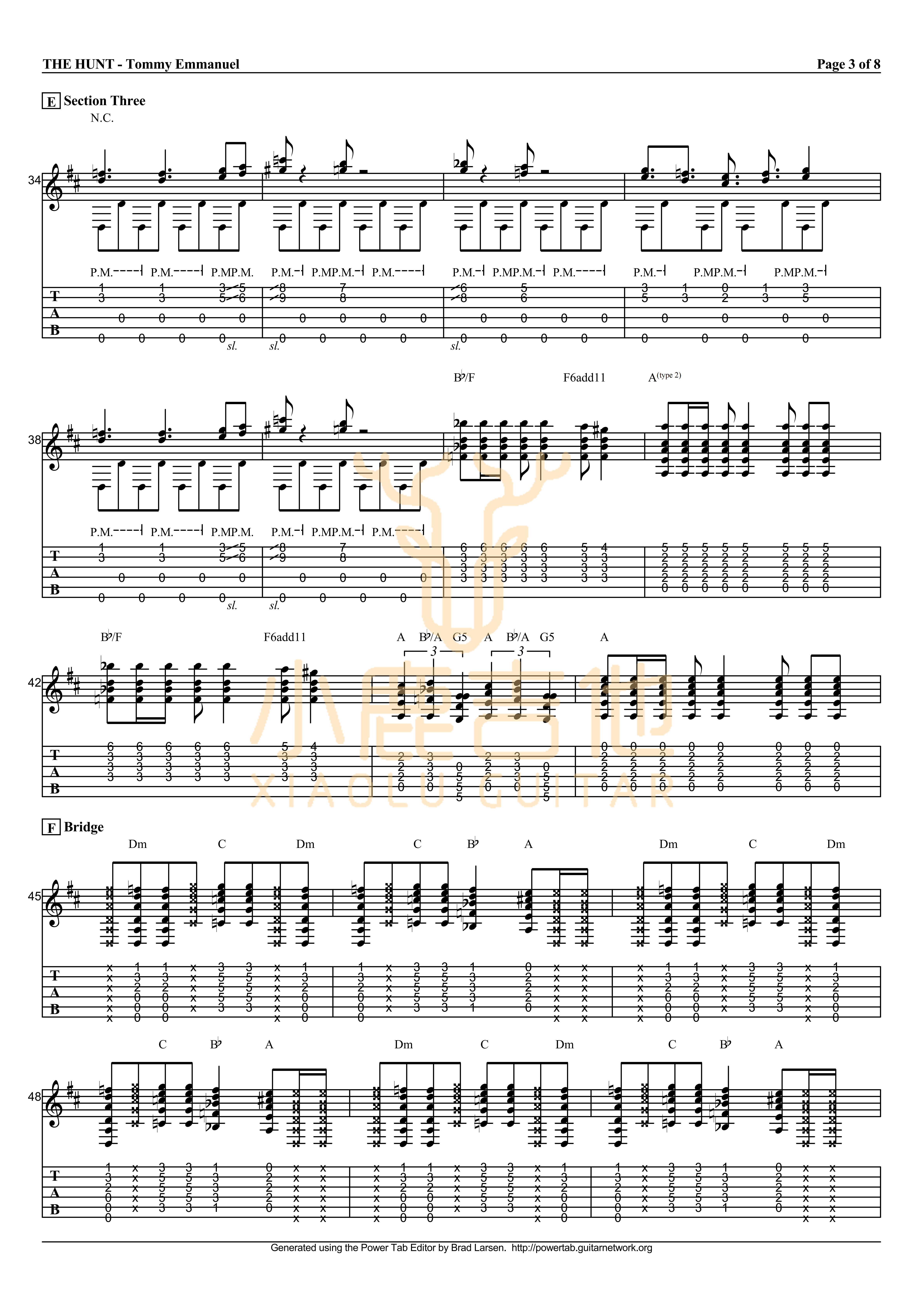 The Hunt吉他六线谱 TommyEmmanuel TheHunt 小鹿吉他