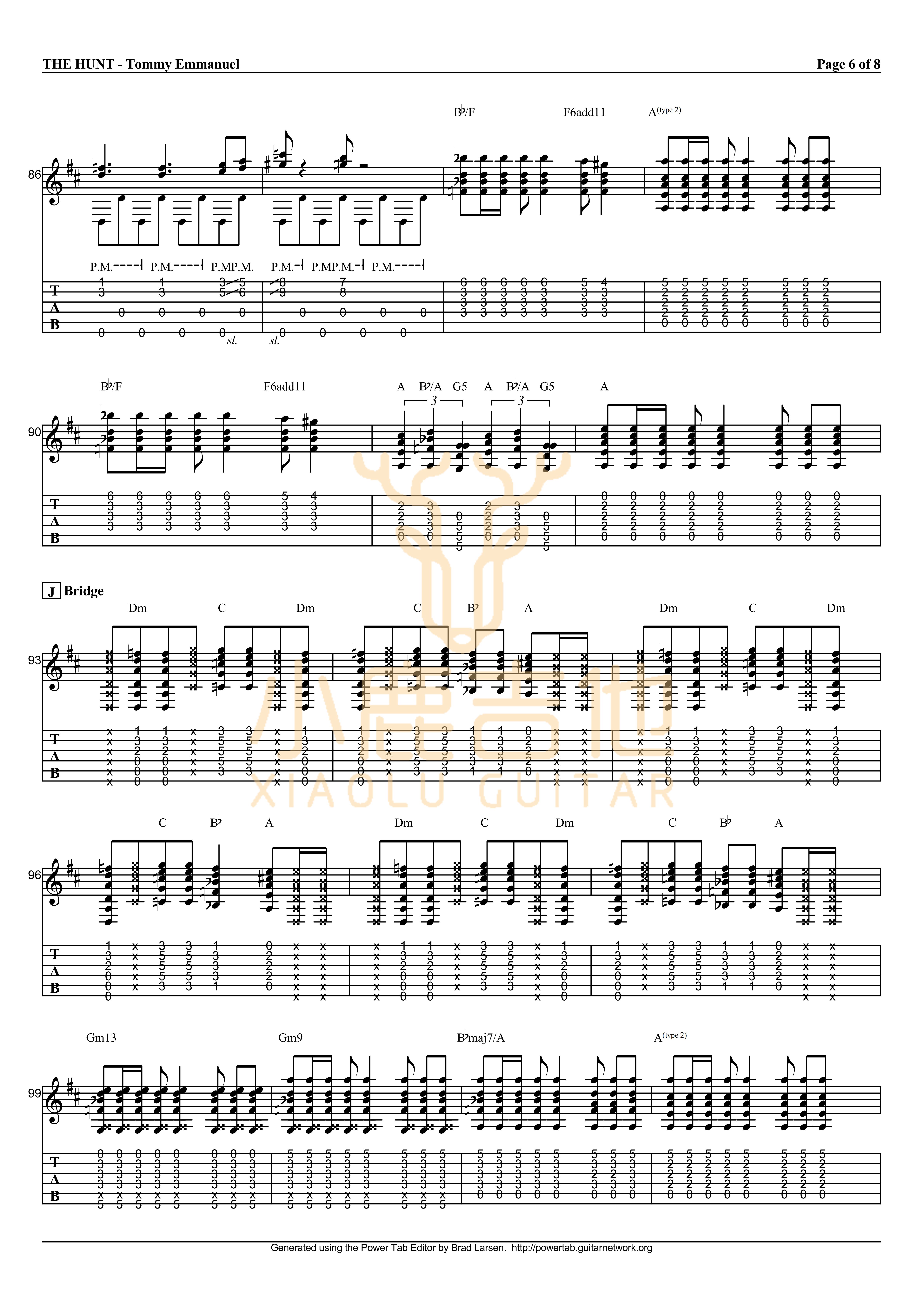 The Hunt吉他六线谱 TommyEmmanuel TheHunt 小鹿吉他