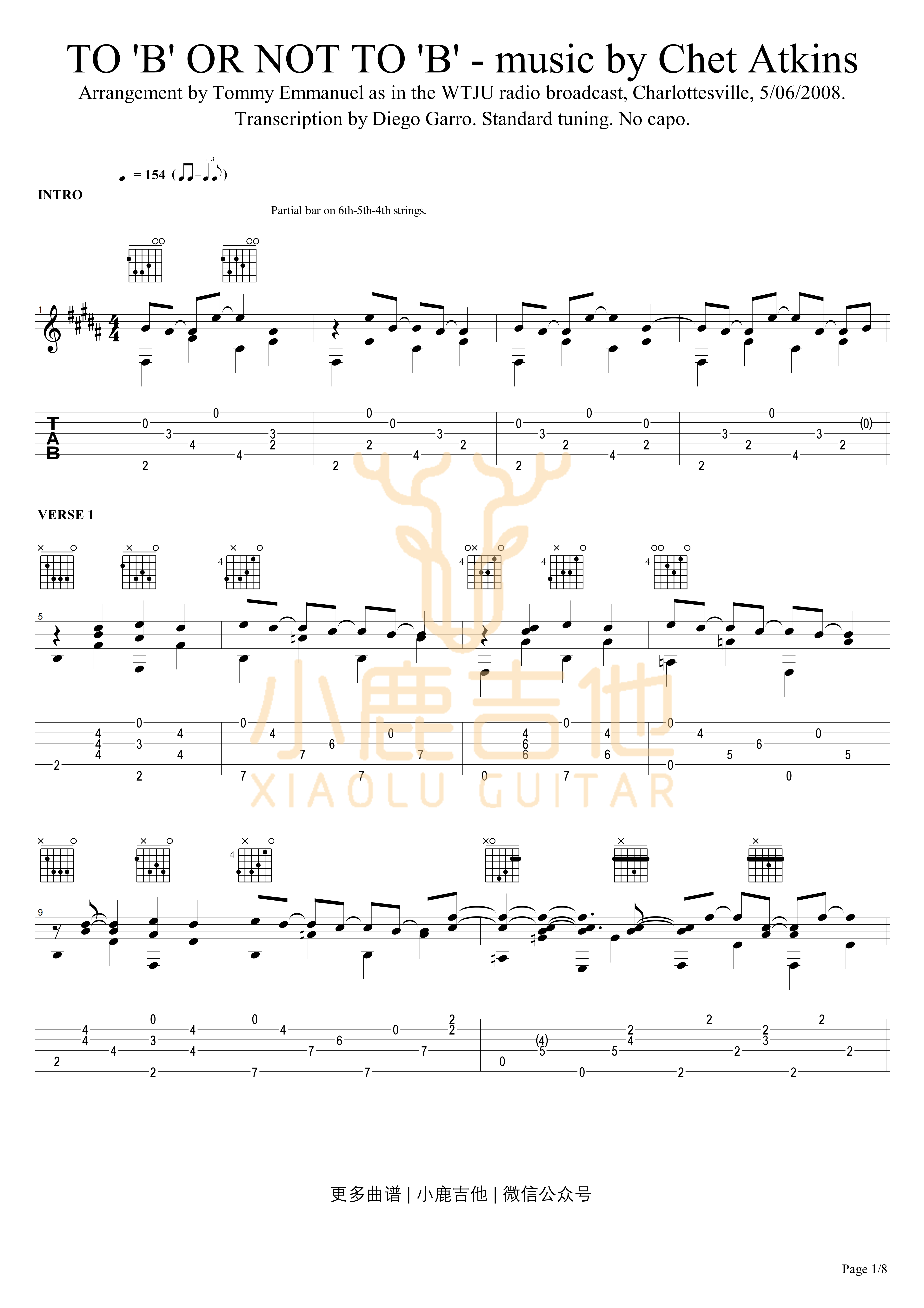 To B or Not to B吉他六线谱 TommyEmmanuel ToBorNottoB-TommyEmm 小鹿吉他 ToBorNottoB 