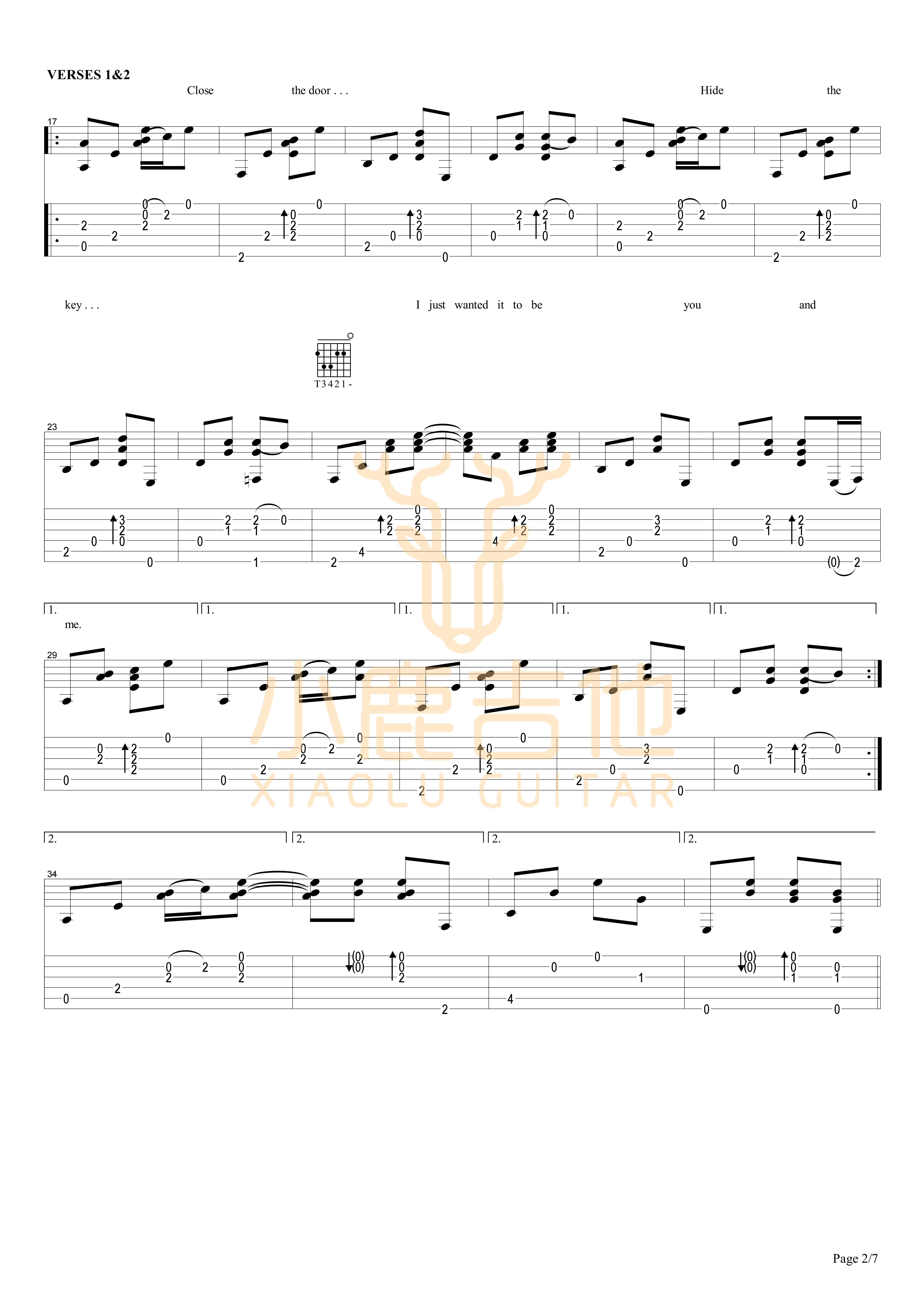 Together Alone吉他六线谱 TommyEmmanuel TogetherAlone 小鹿吉他 