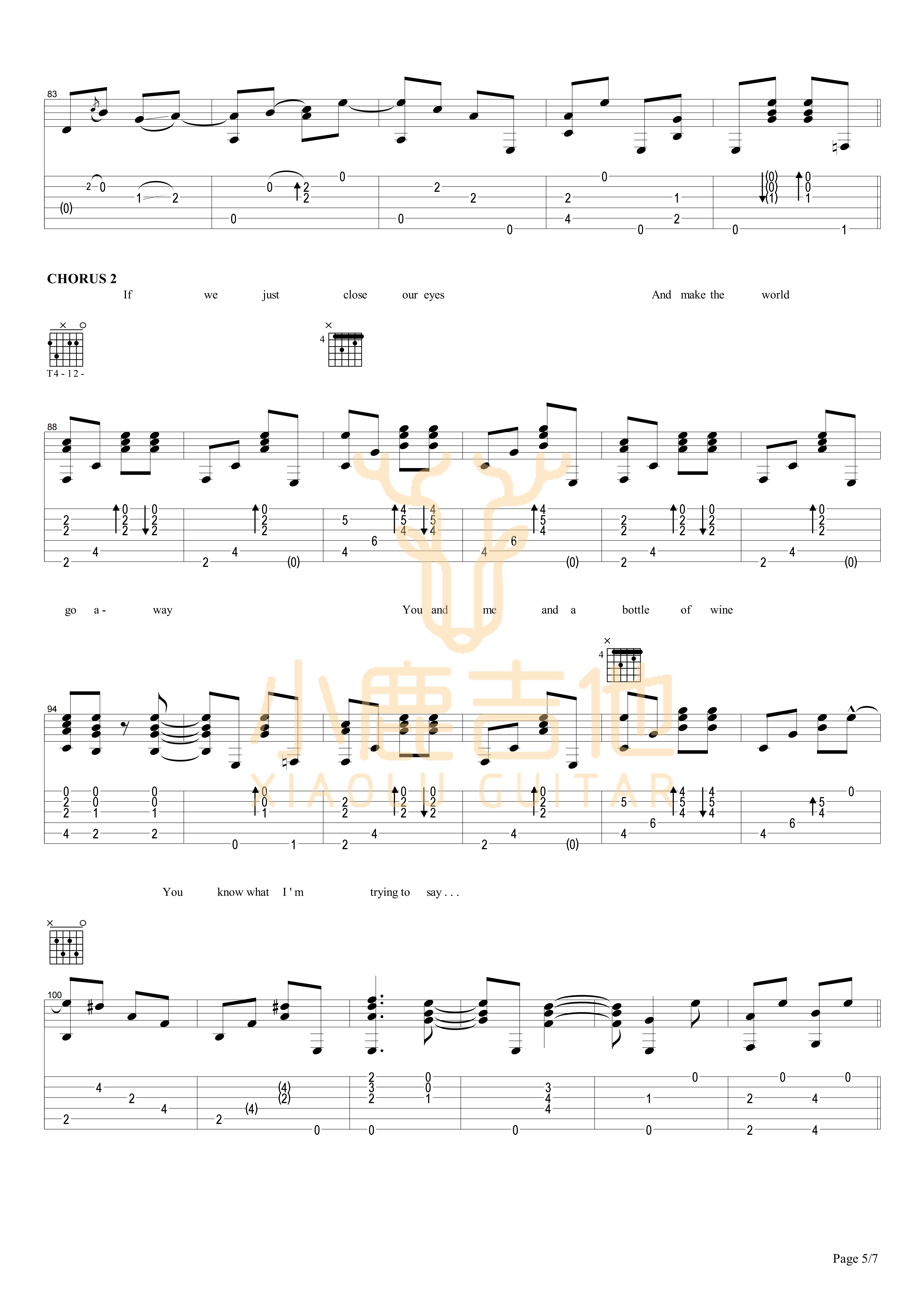 Together Alone吉他六线谱 TommyEmmanuel TogetherAlone 小鹿吉他 