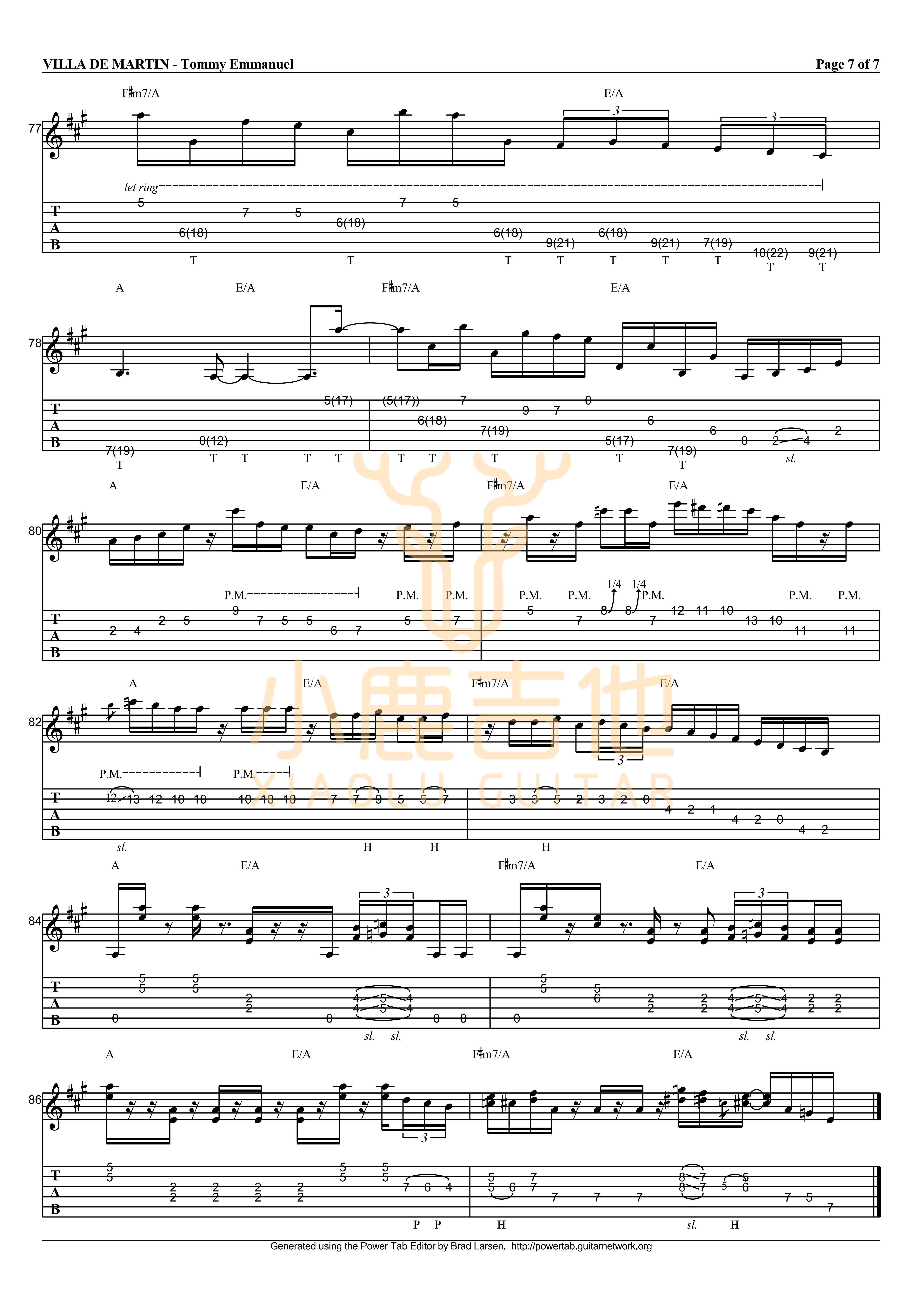 Villa de Martin吉他六线谱 TommyEmmanuel VilladeMartin 小鹿吉他
