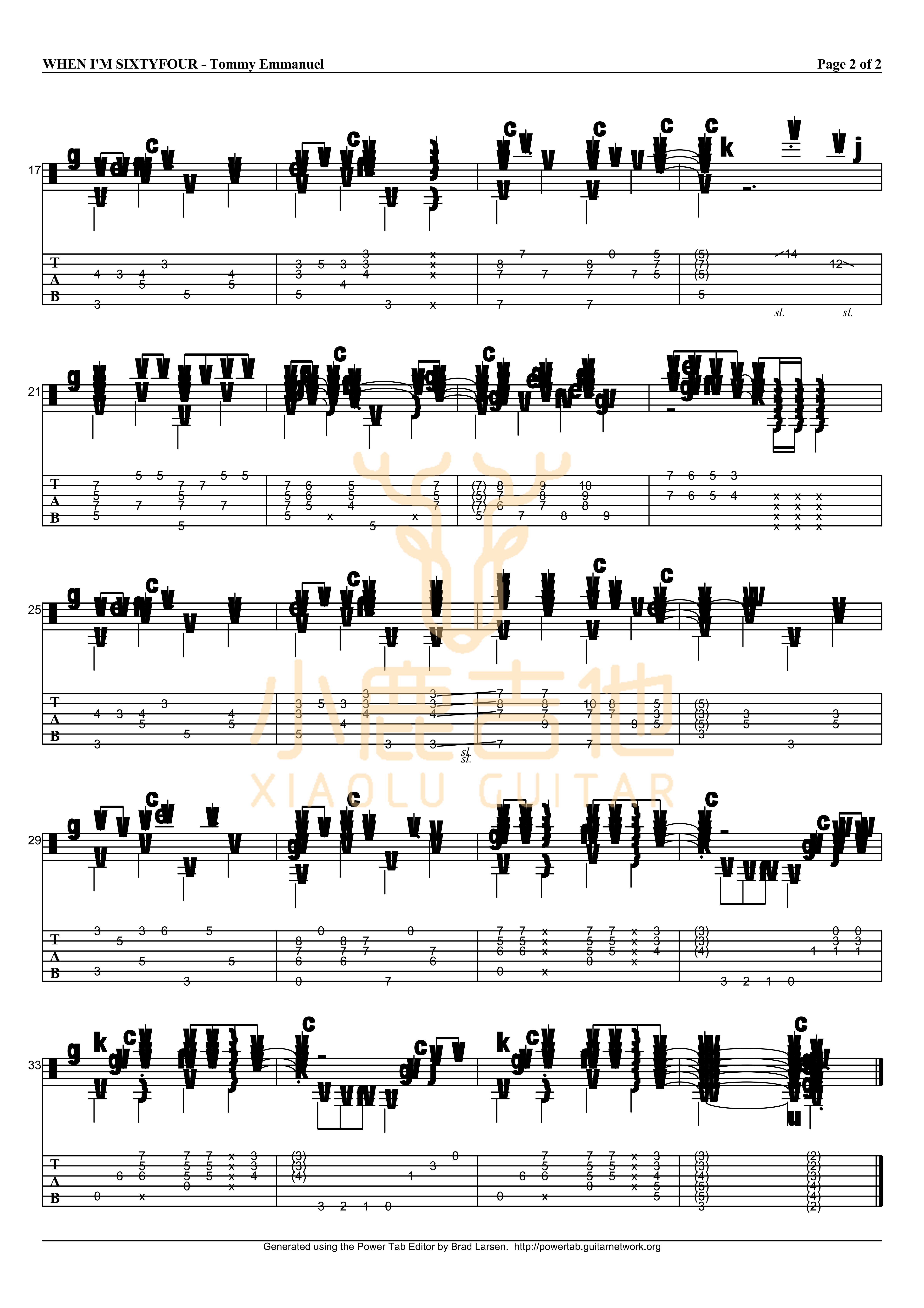 When im 64吉他六线谱 Whenim64 TommyEmmanuel 小鹿吉他 