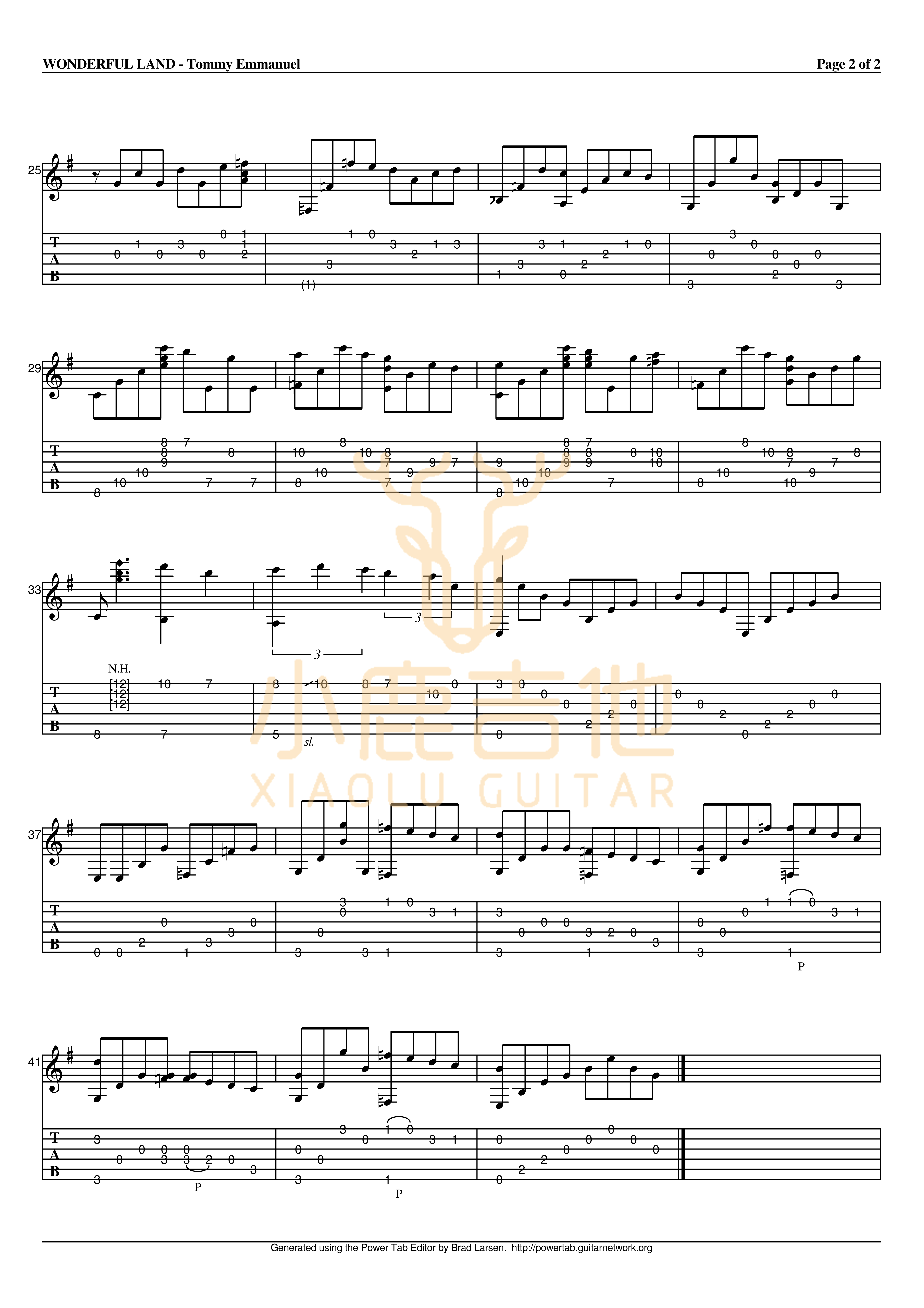 Wonderful land吉他六线谱 TommyEmmanuel Wonderfulland 小鹿吉他