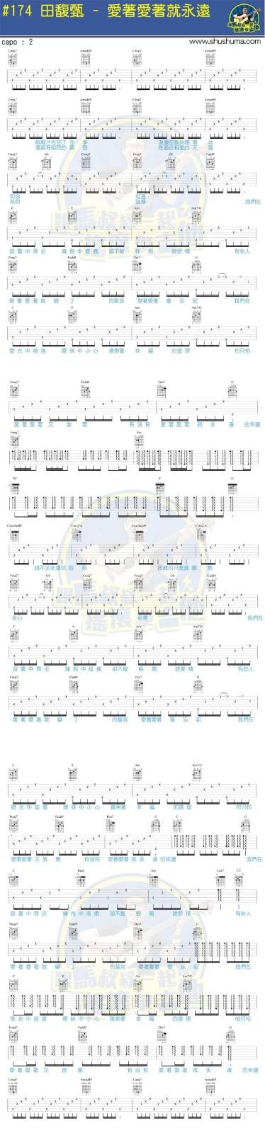 爱着爱着就永远吉他六线谱 田馥甄 网络转载 C调