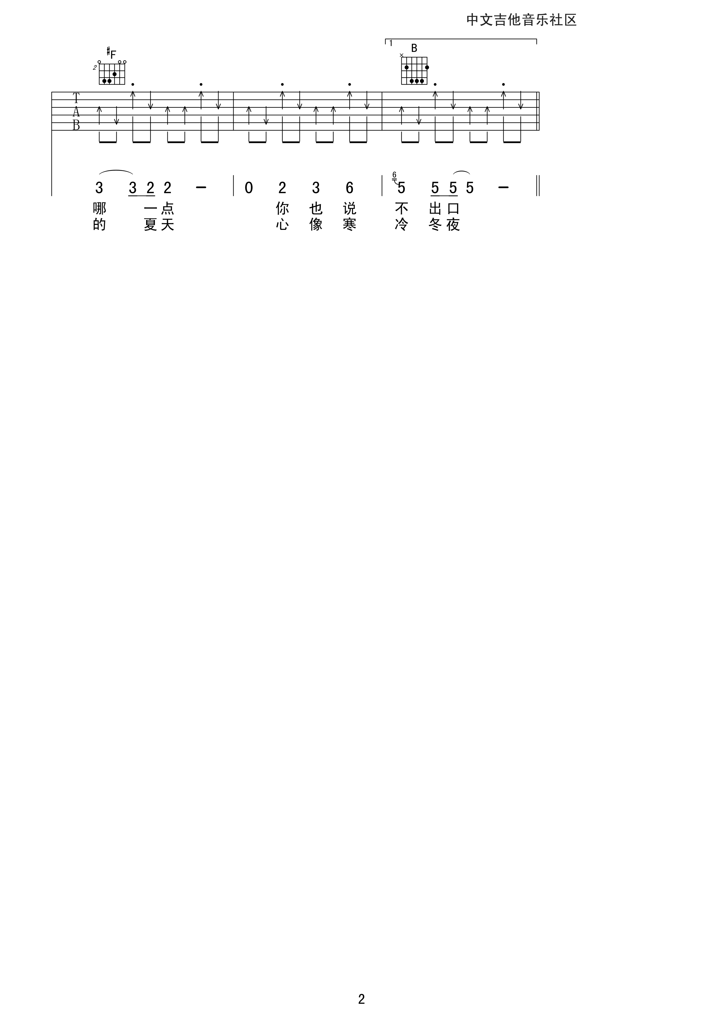 爱之初体验吉他六线谱 张震岳 17吉他 G调