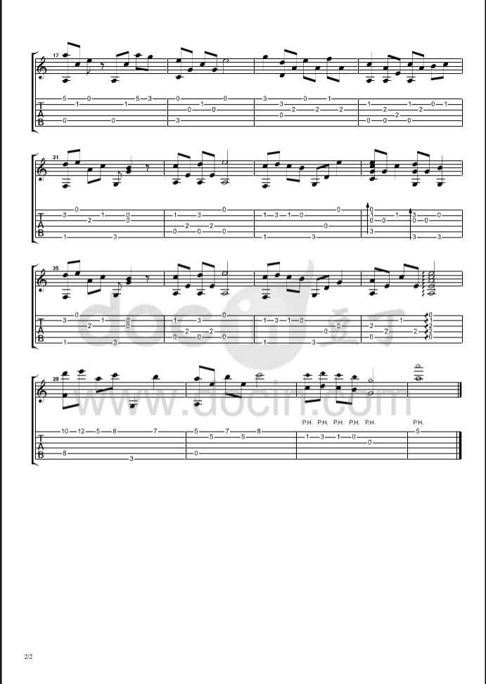 悲伤曲吉他六线谱 火影忍者插曲 悲伤曲独奏谱原调六线谱 豆丁网编配 火影 豆丁网 调